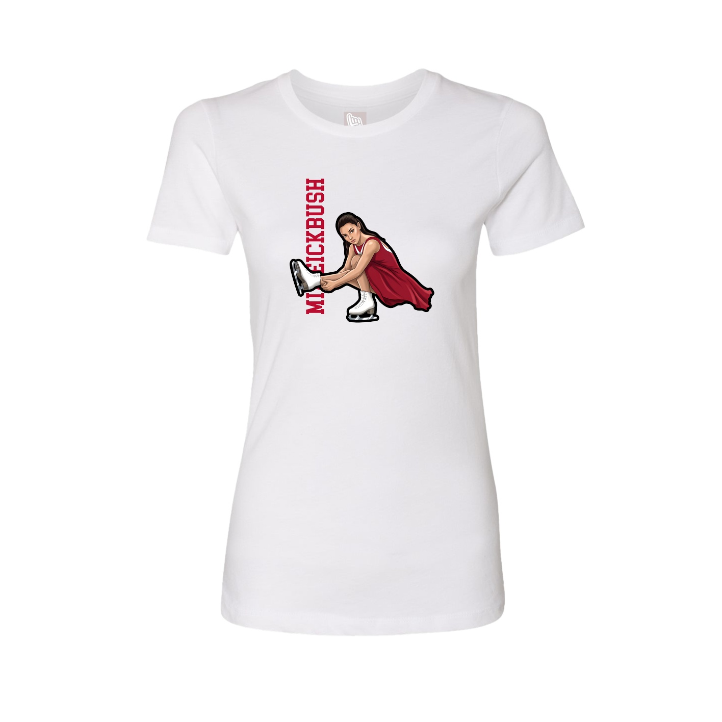 Fitted Women's Tee — Name Vertical in White