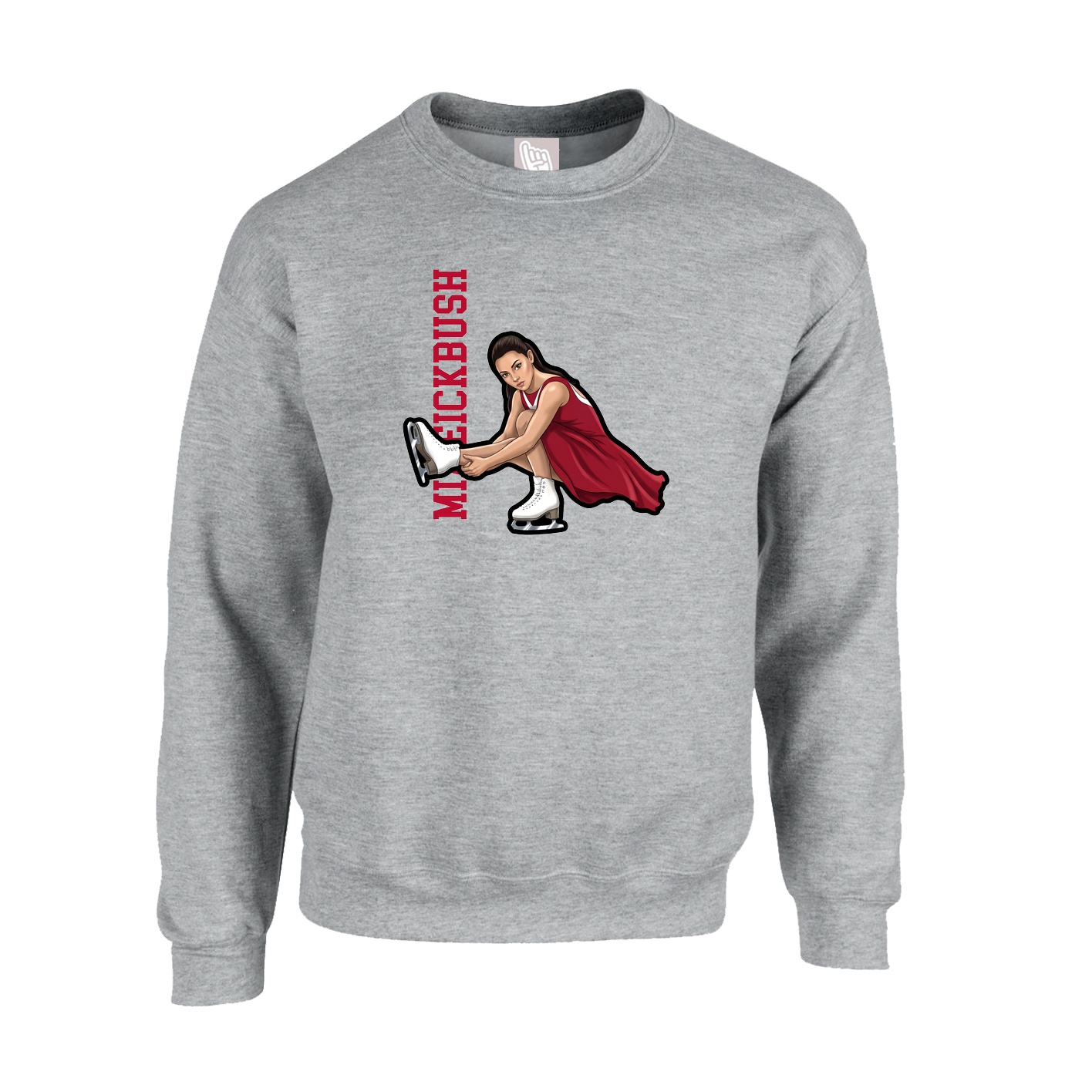 Fleece Crew — Name Vertical in Grey