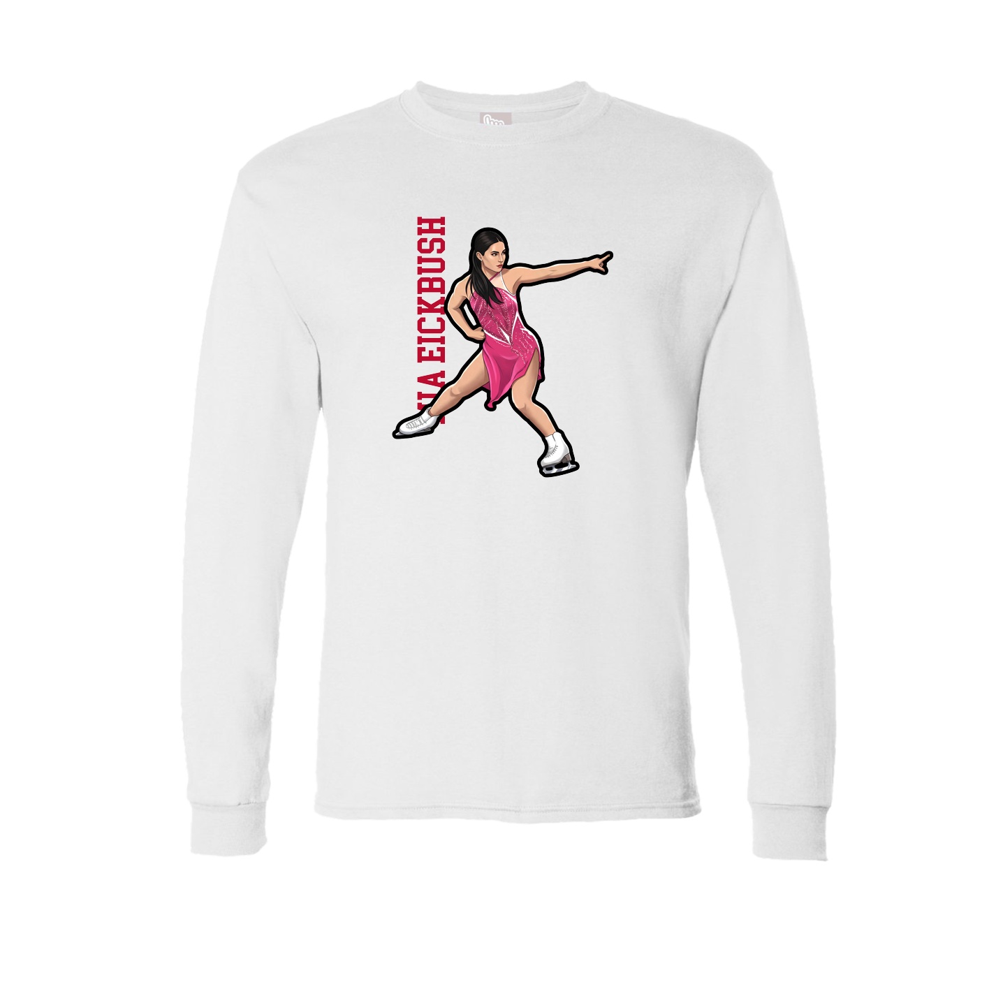 Long Sleeve Tee — Name Vertical in White