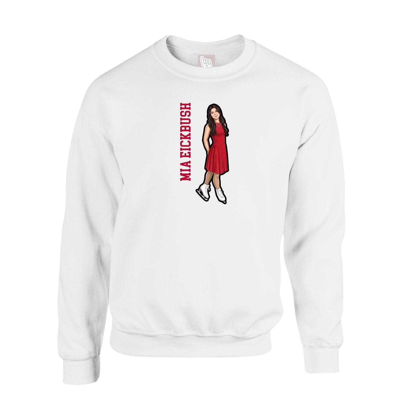 Fleece Crew — Name Vertical in White