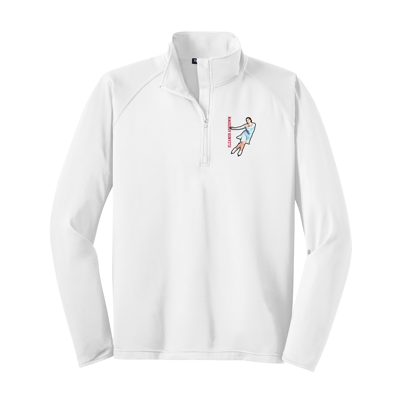 Q-Zip Pullover — Name Vertical in White