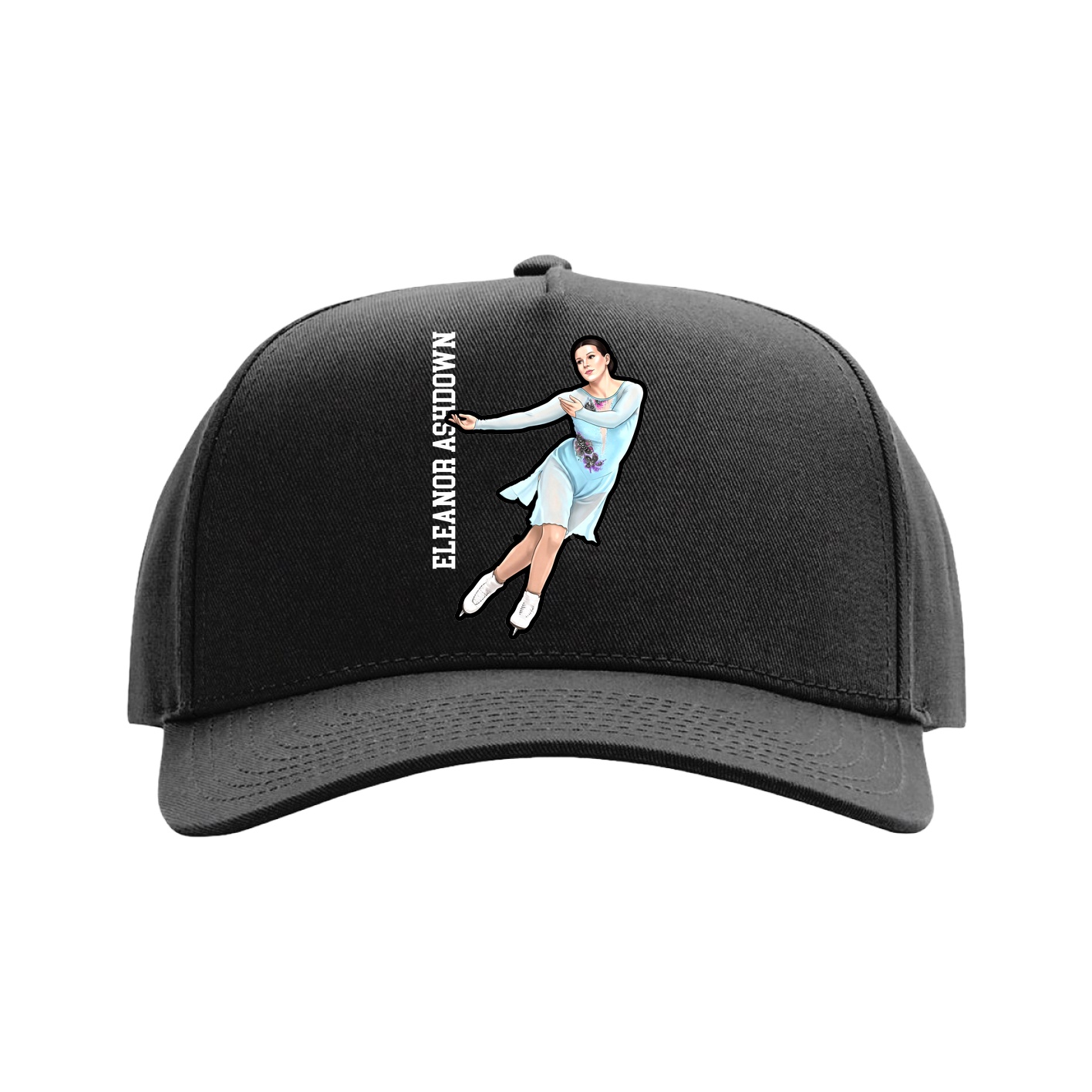 Full Fabric Five-Panel Champ Cap — Name Vertical in Black