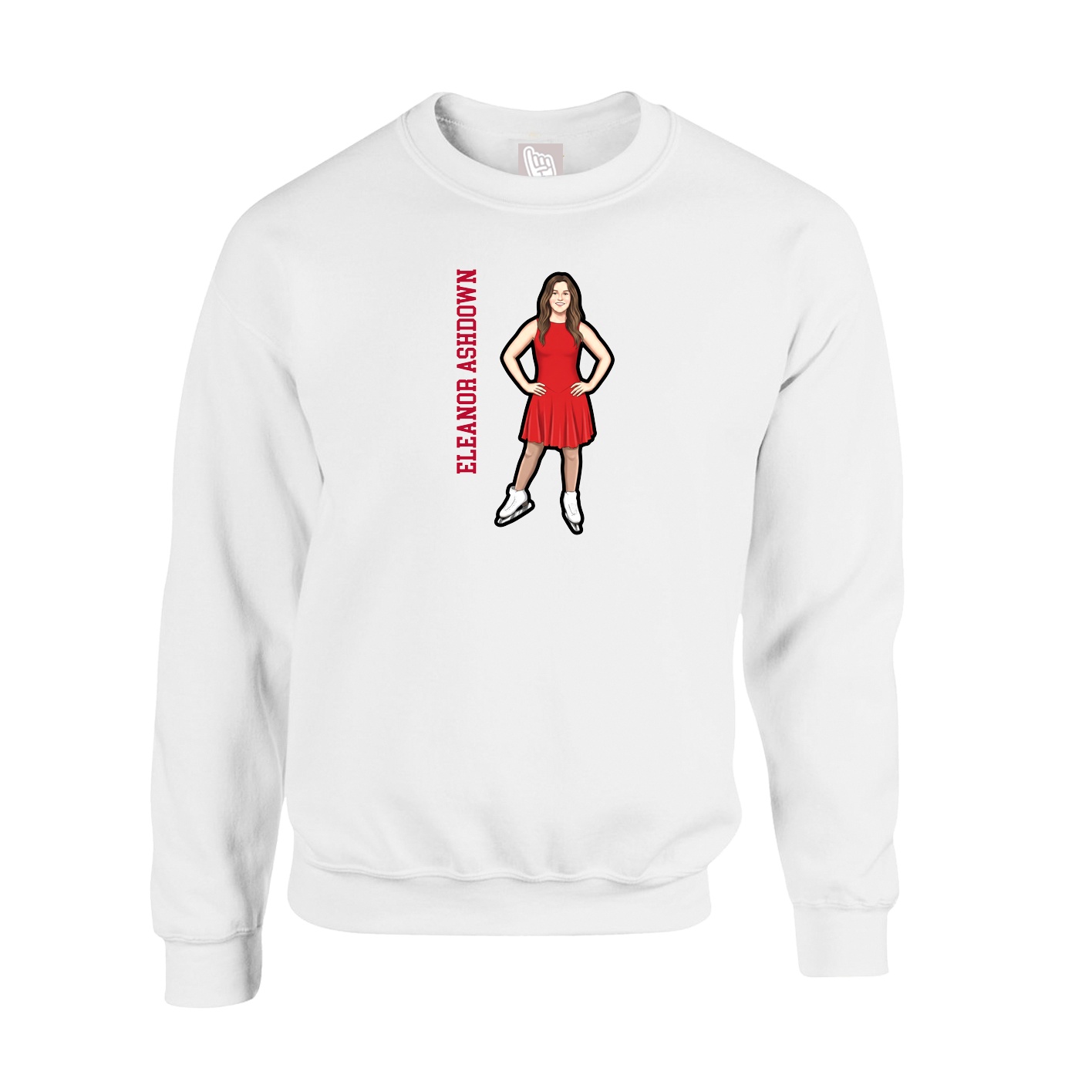 Fleece Crew — Name Vertical in White