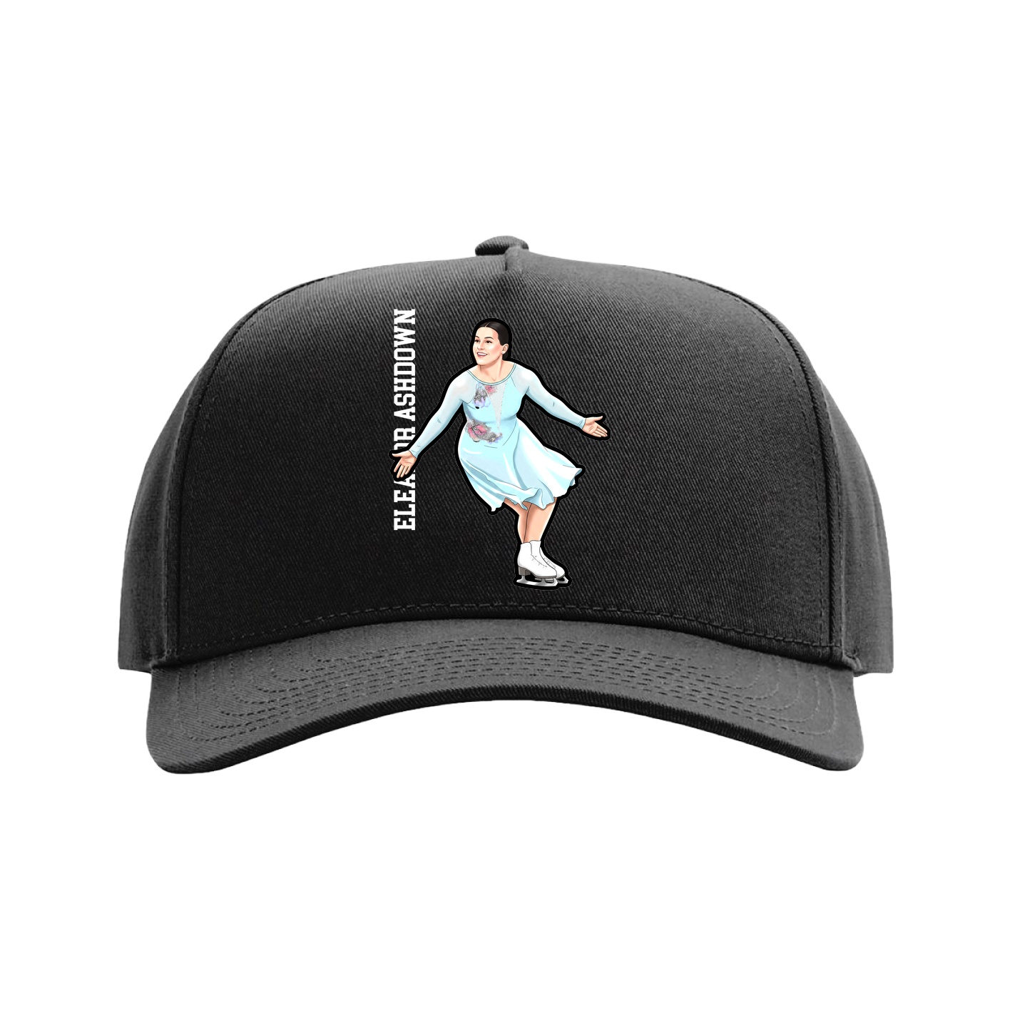 Full Fabric Five-Panel Champ Cap — Name Vertical in Black