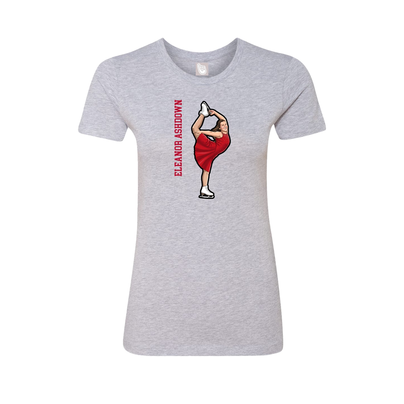 Fitted Women's Tee — Name Vertical in Grey