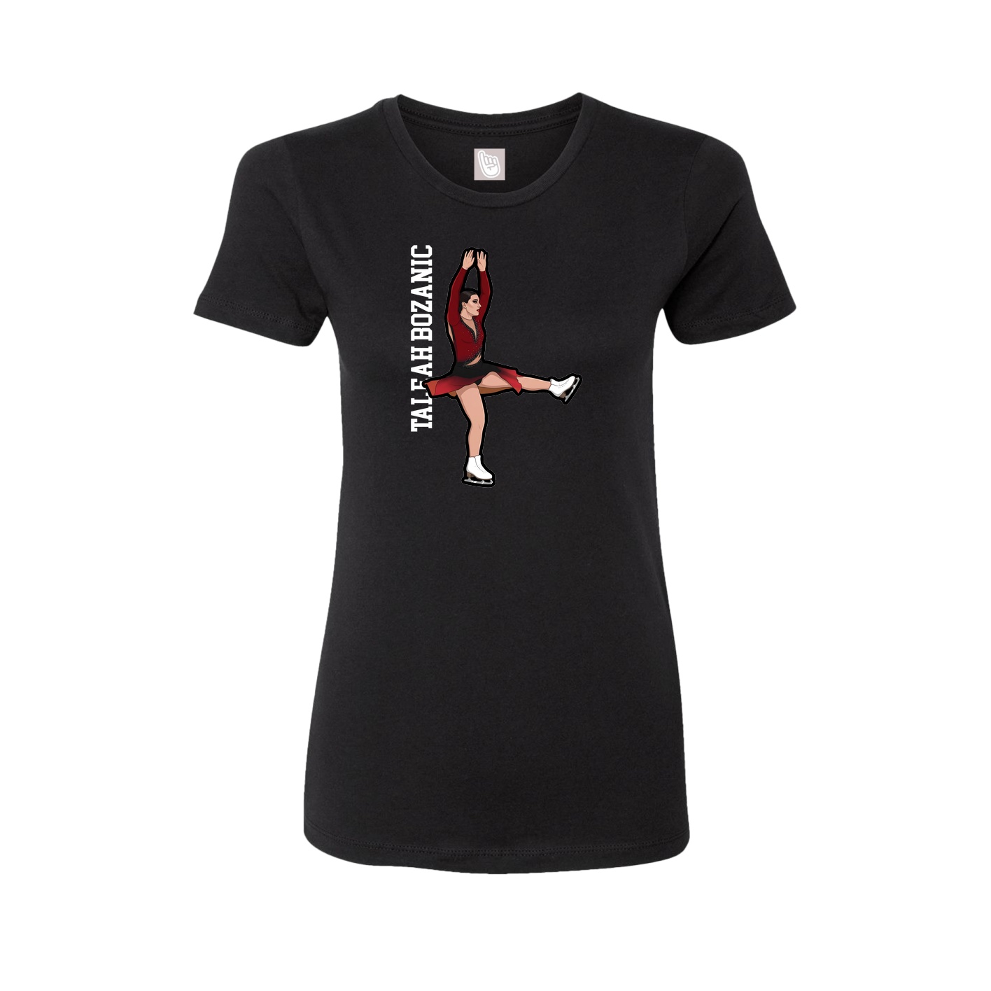Fitted Women's Tee — Name Vertical in Black