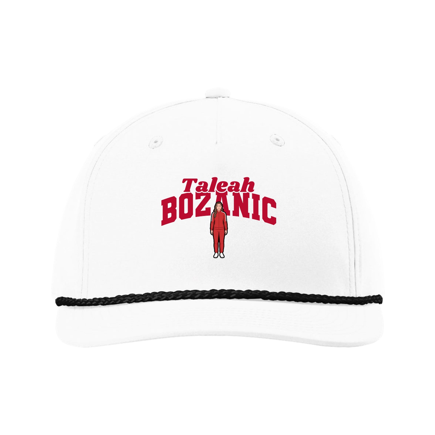 Five-Panel Classic Rope Cap — Signature Arch in White