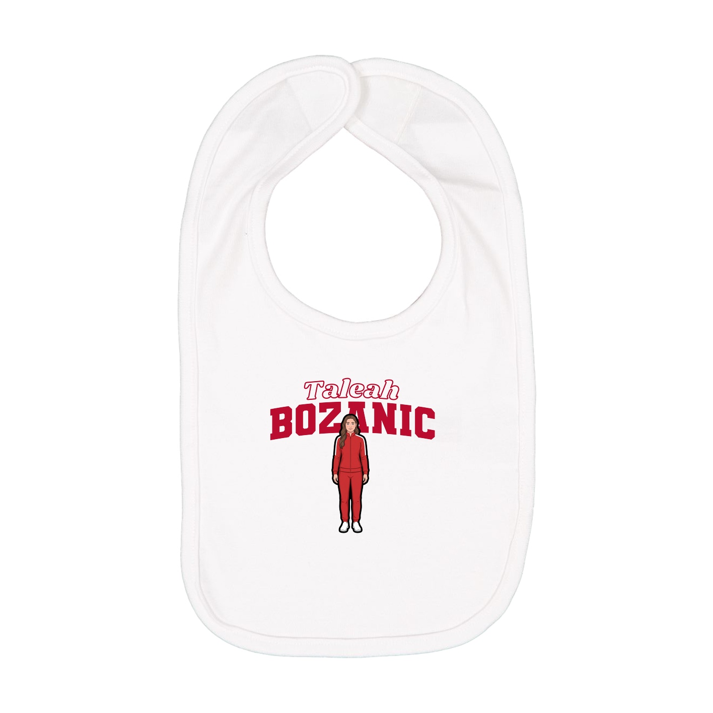Infant Bib — Name Arch in White