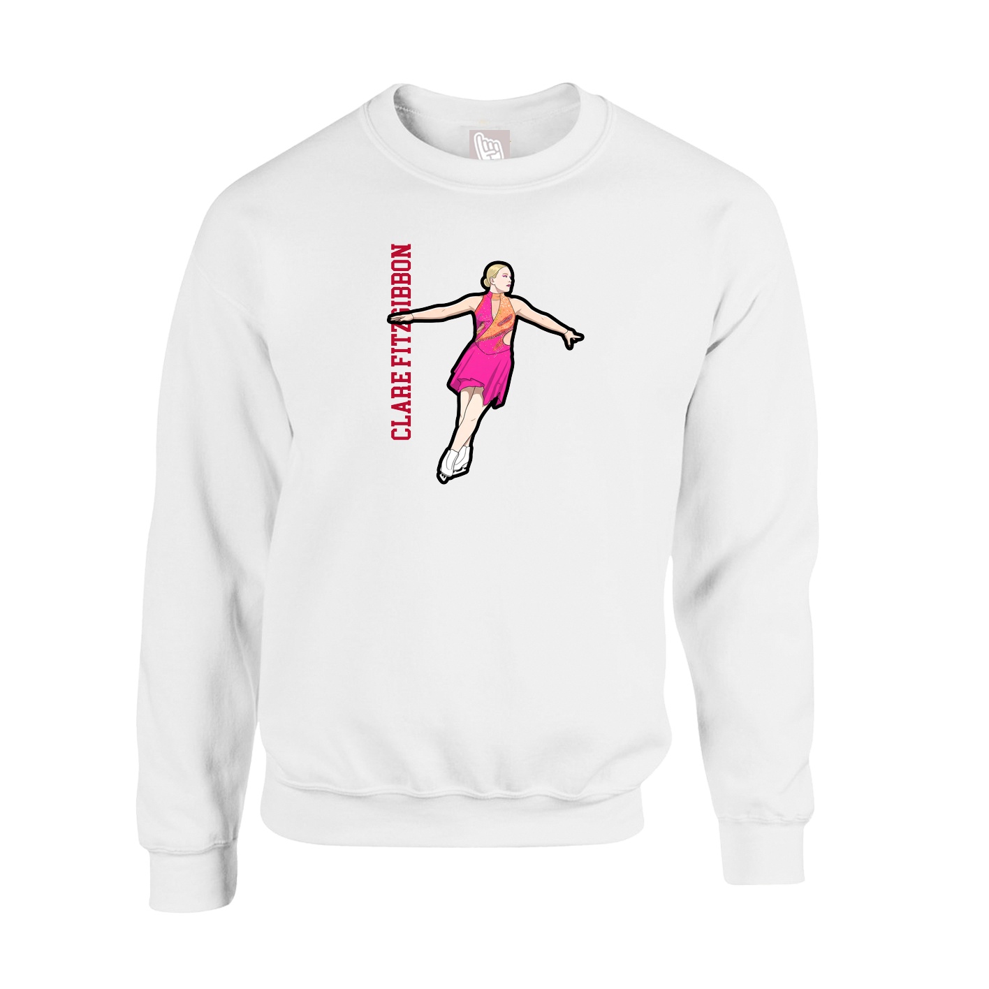 Fleece Crew — Name Vertical in White