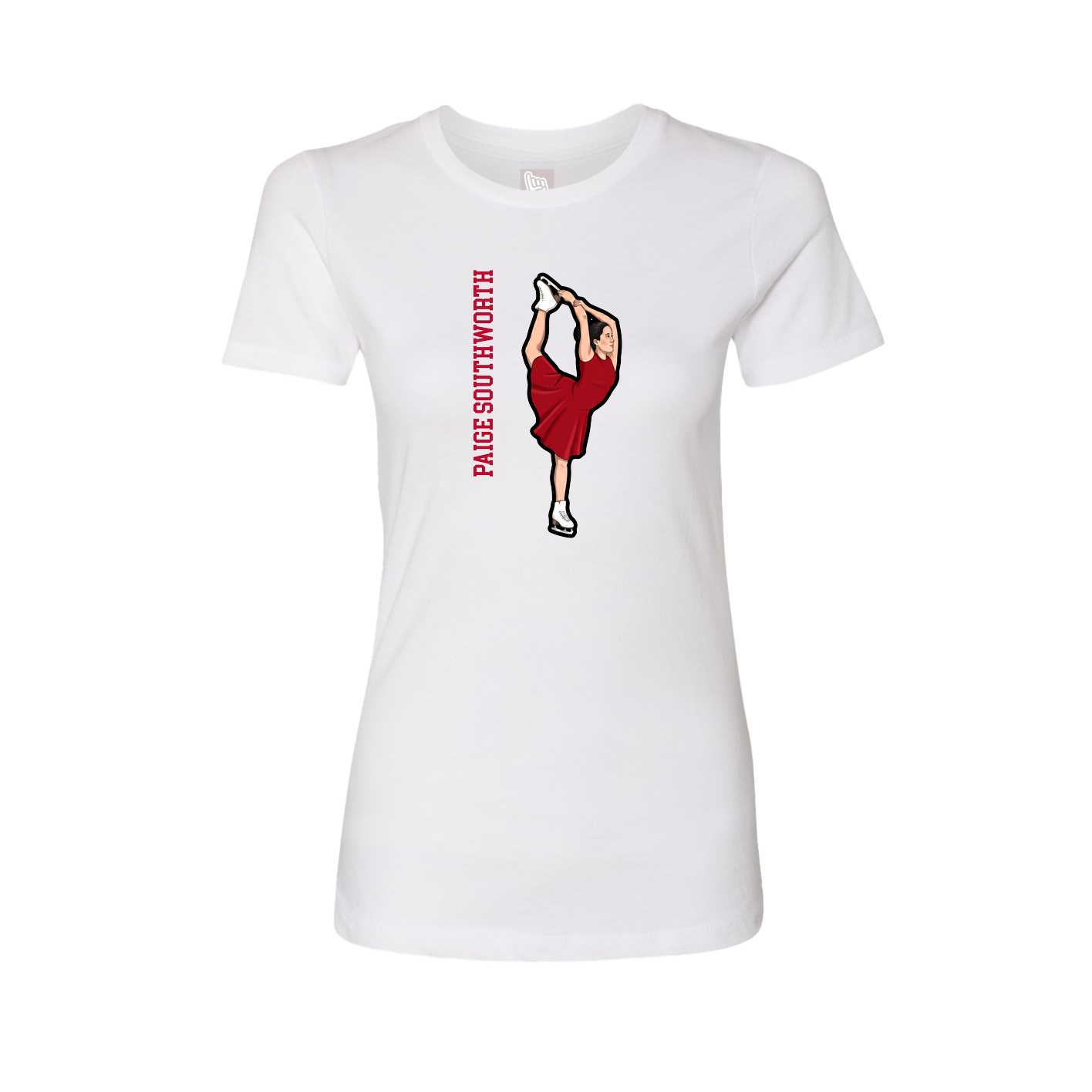Fitted Women's Tee — Name Vertical in White