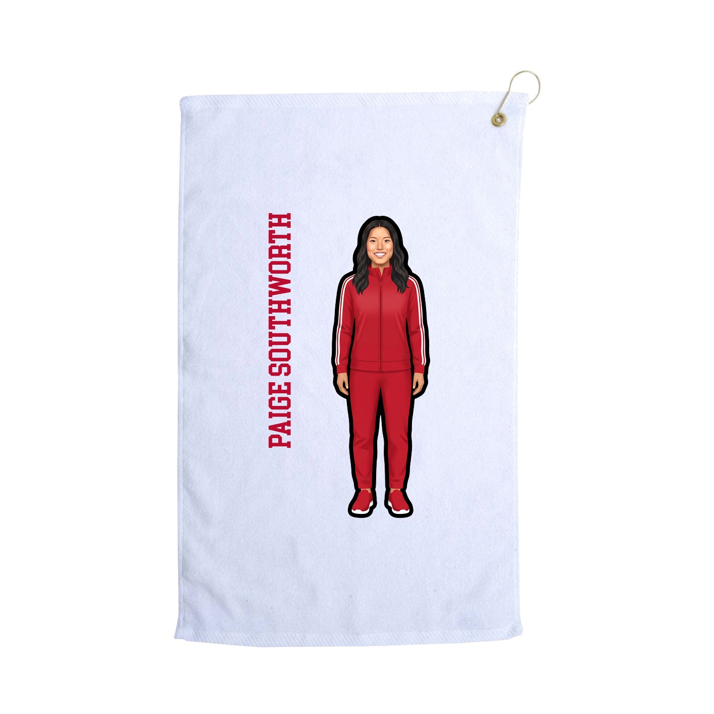 Golf Towel — Name Vertical in White