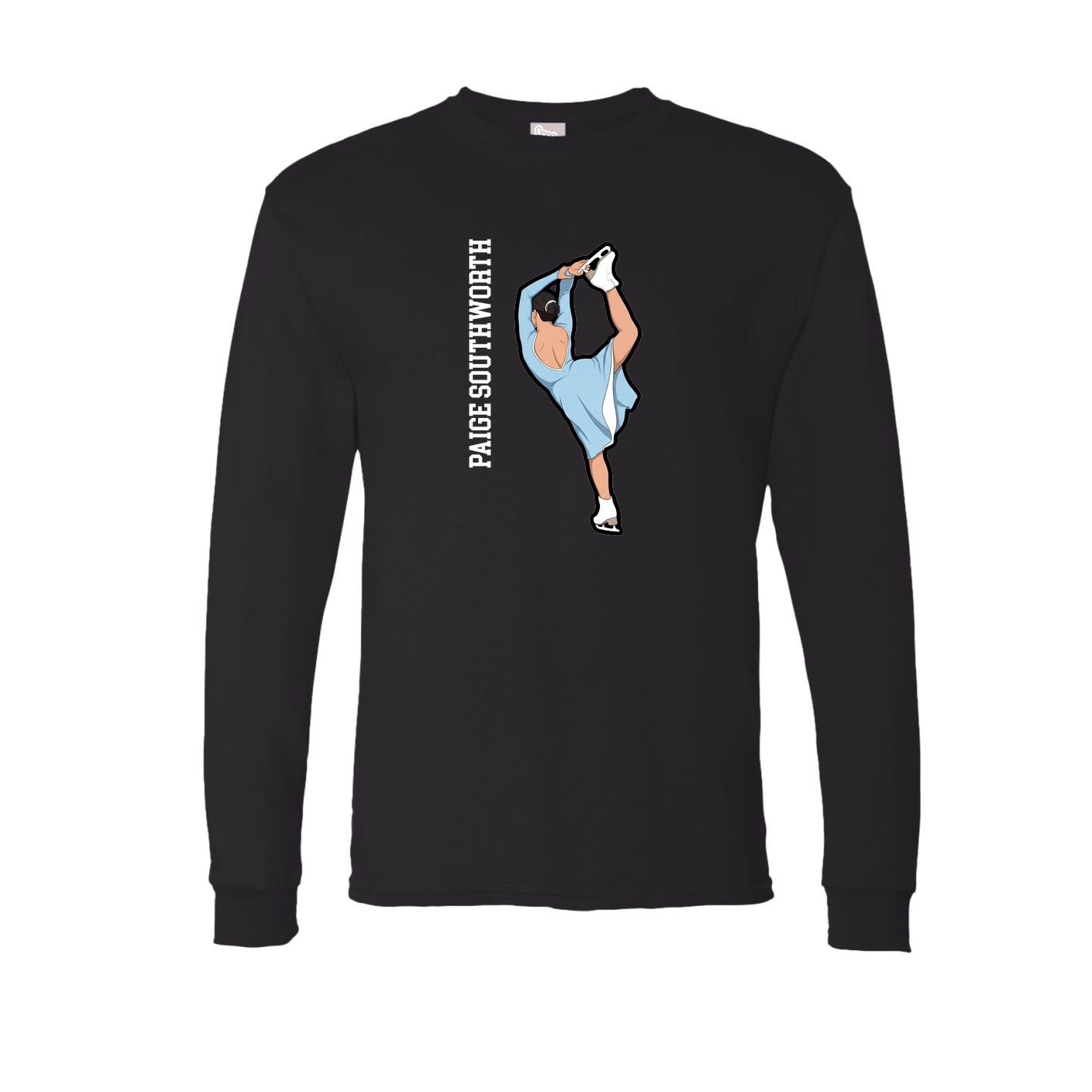 Long Sleeve Tee — Name Vertical in Black