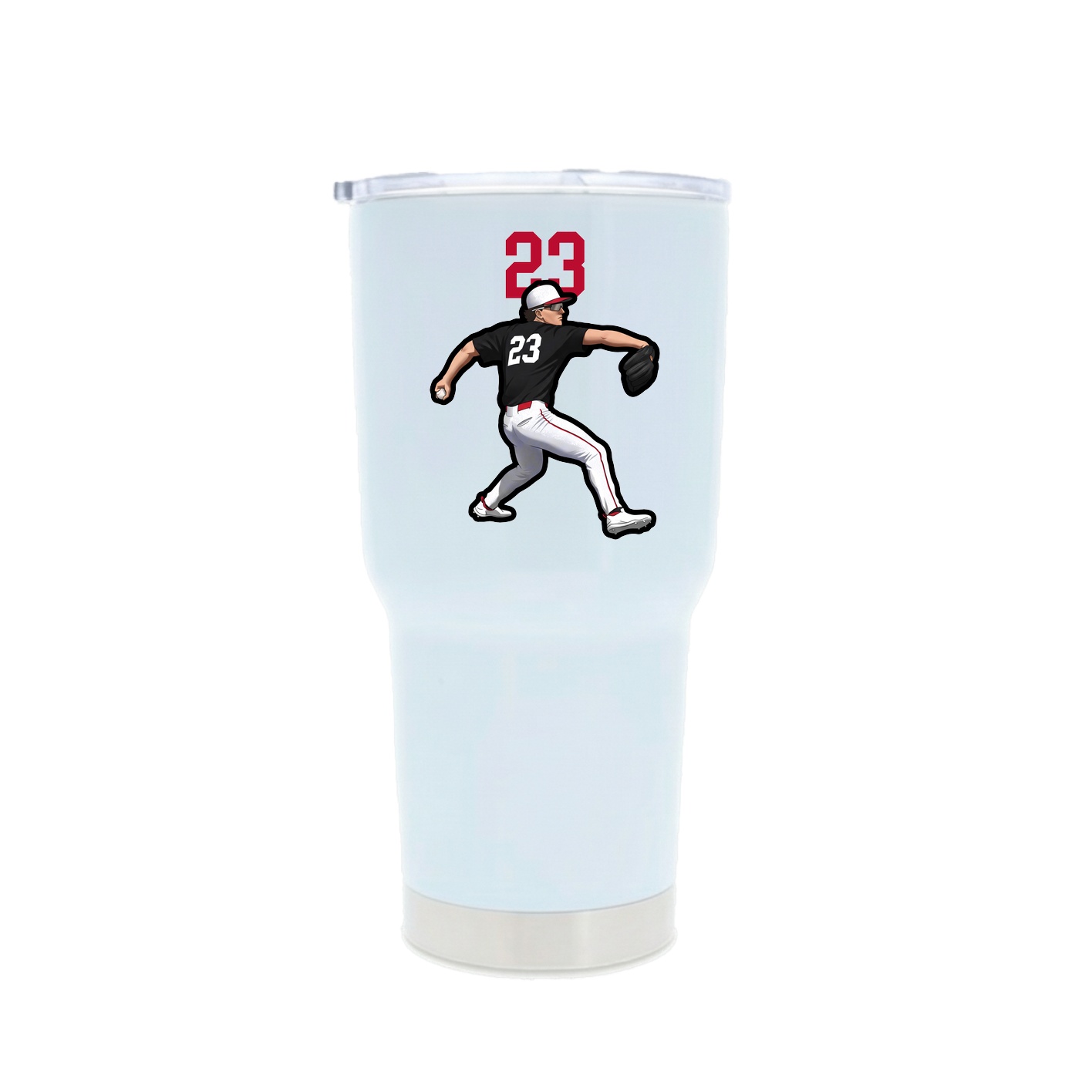 30oz Stainless Steel Tumbler — Number Top in White