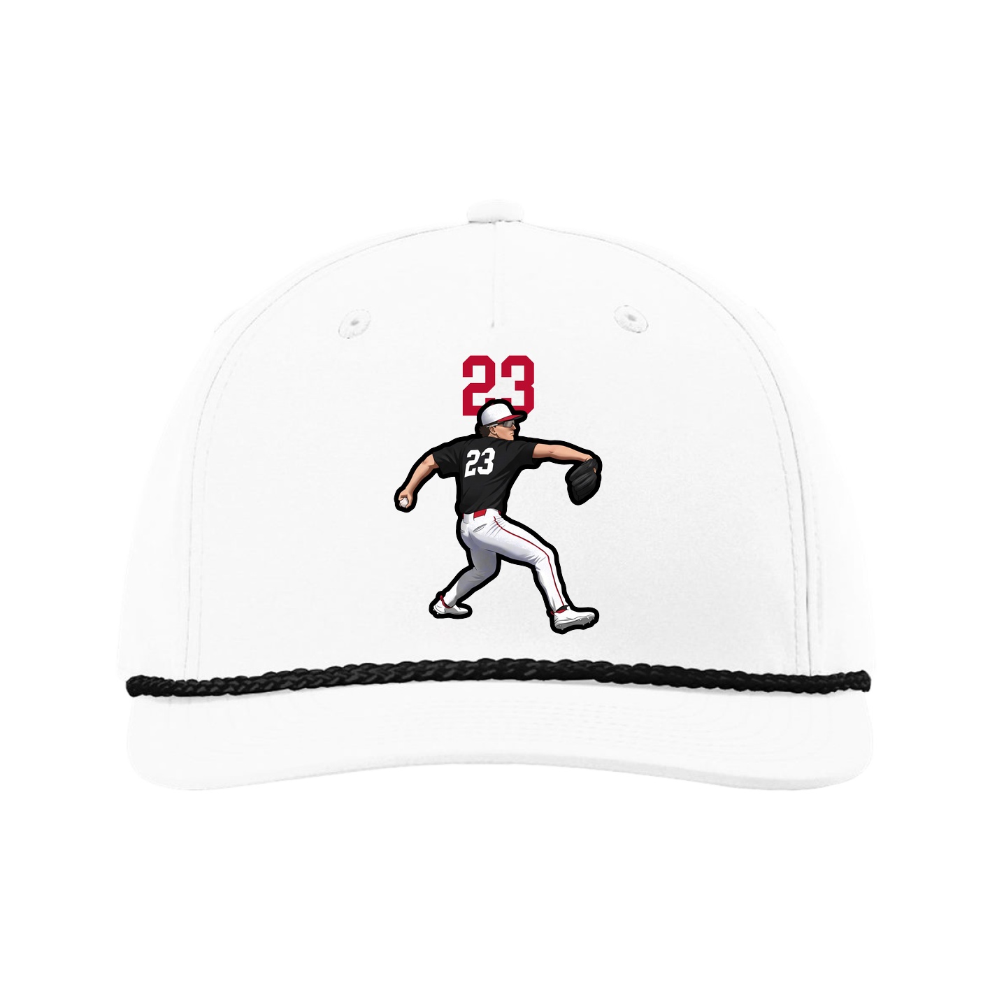 Five-Panel Classic Rope Cap — Number Top in White