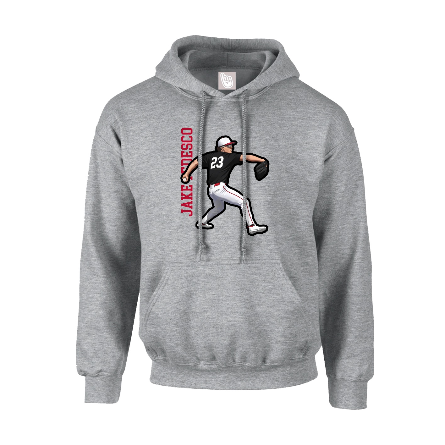 Youth Hoodie — Name Vertical in Grey