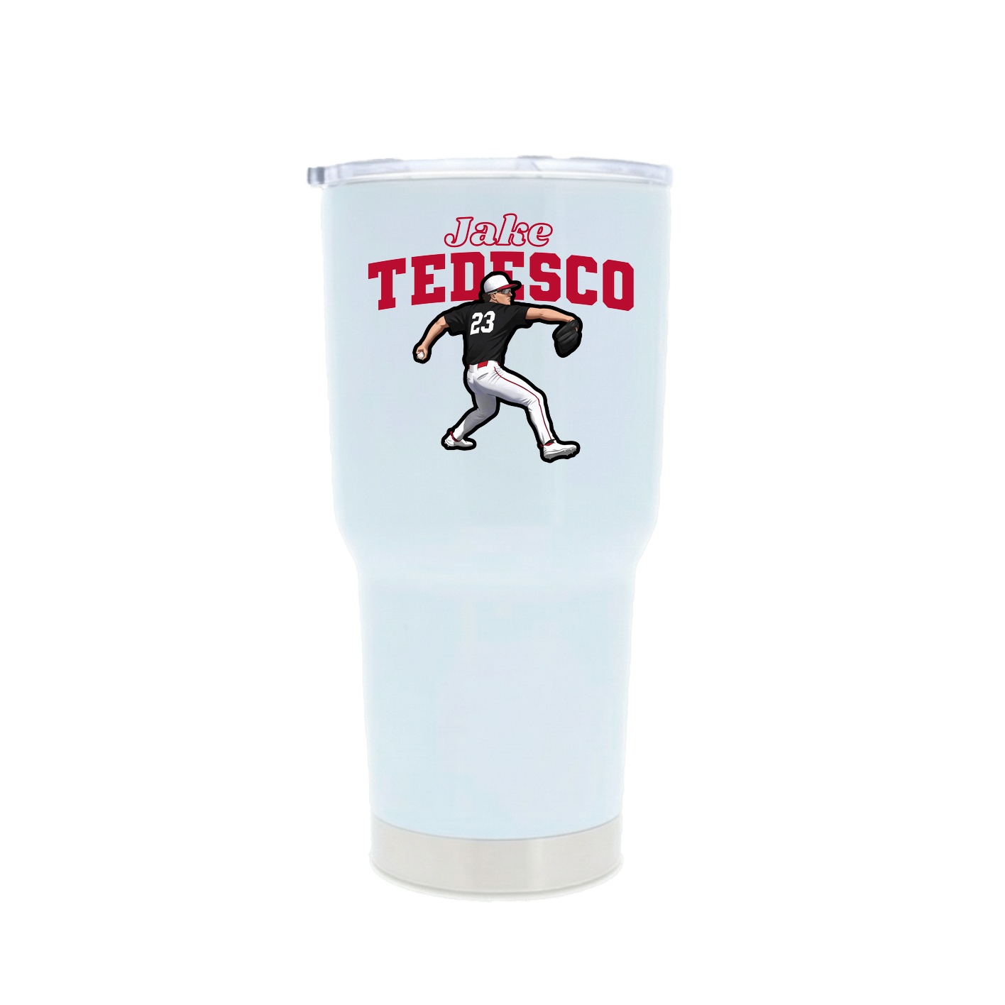 30oz Stainless Steel Tumbler — Name Arch in White