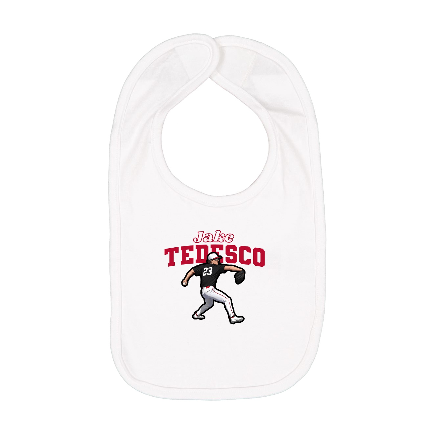 Infant Bib — Name Arch in White