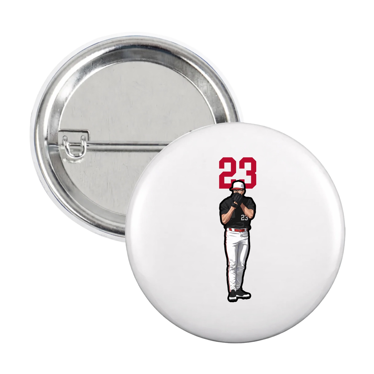 Game Day Button — Number Top in White