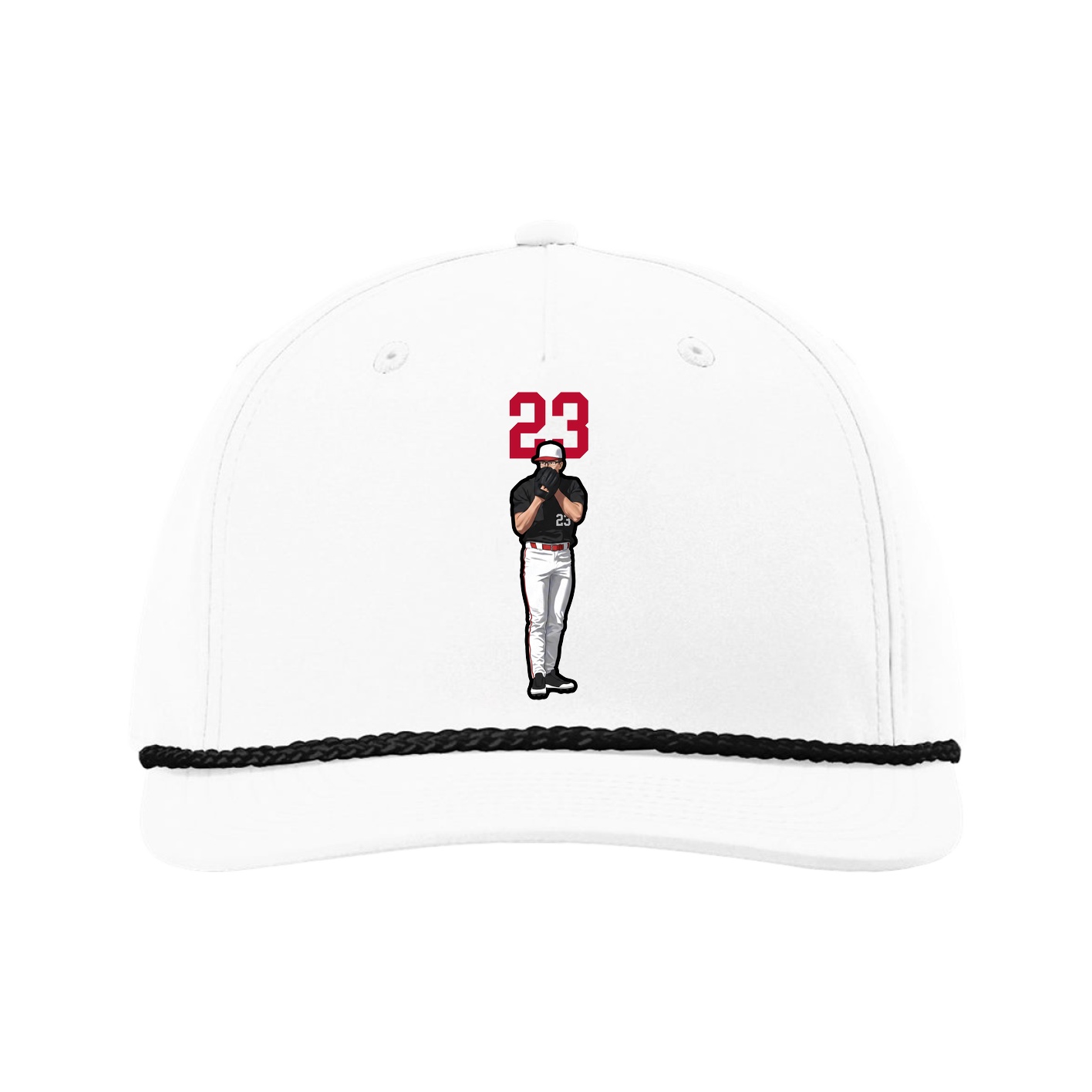 Five-Panel Classic Rope Cap — Number Top in White
