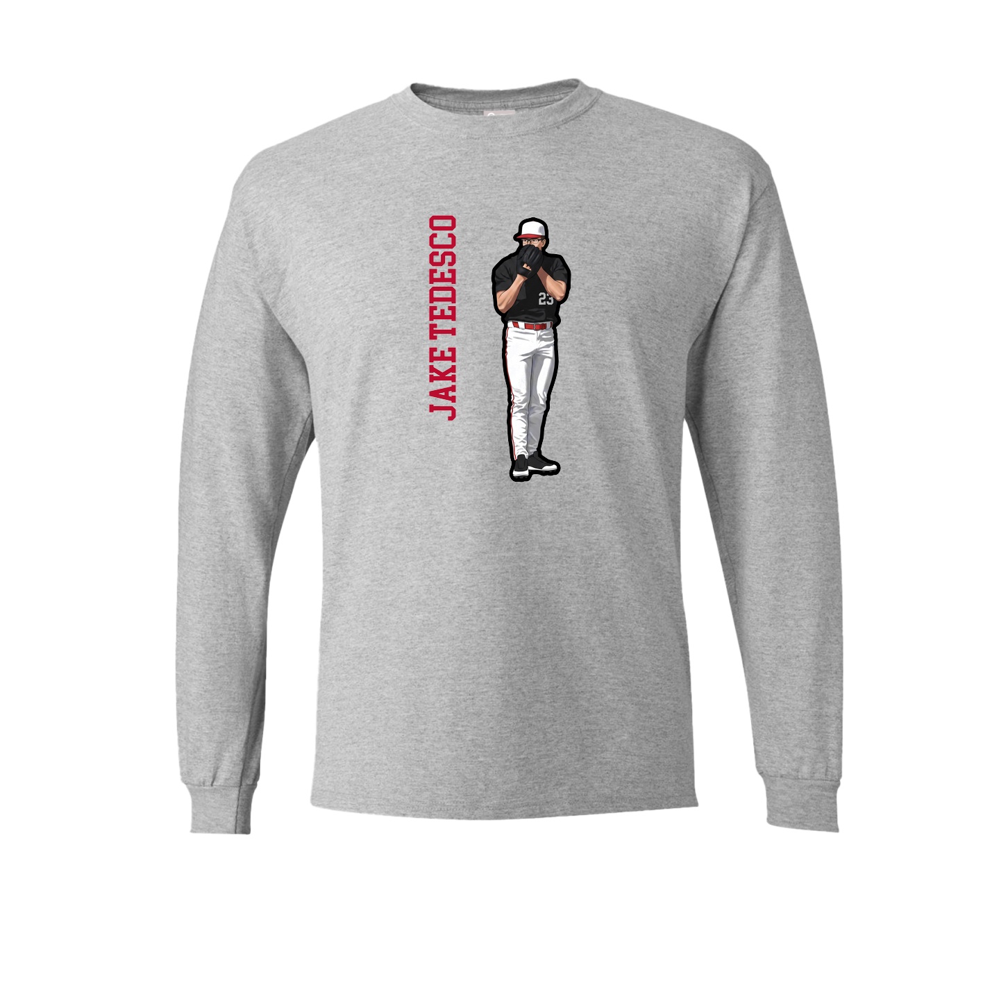 Long Sleeve Tee — Name Vertical in Grey