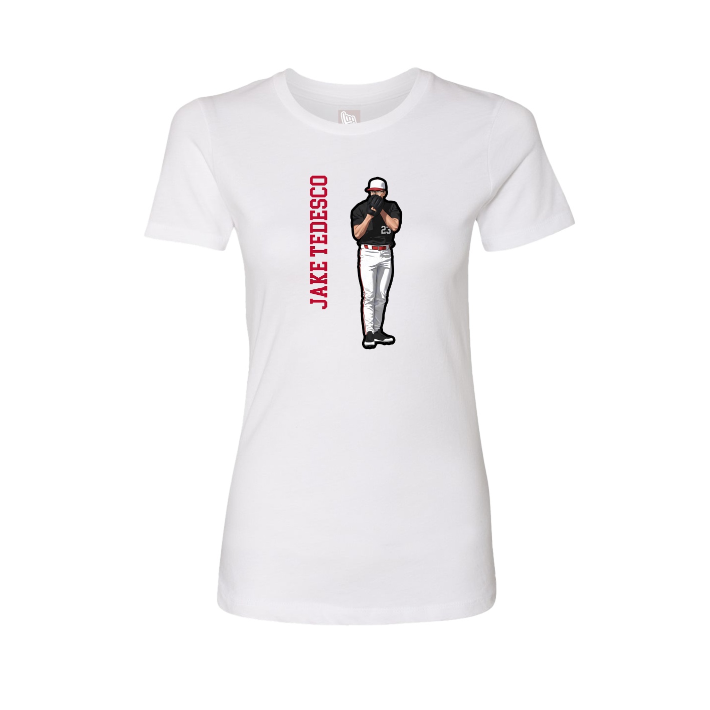 Fitted Women's Tee — Name Vertical in White