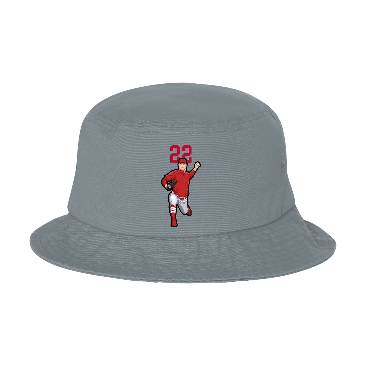 Bucket Cap — Number Top in Grey