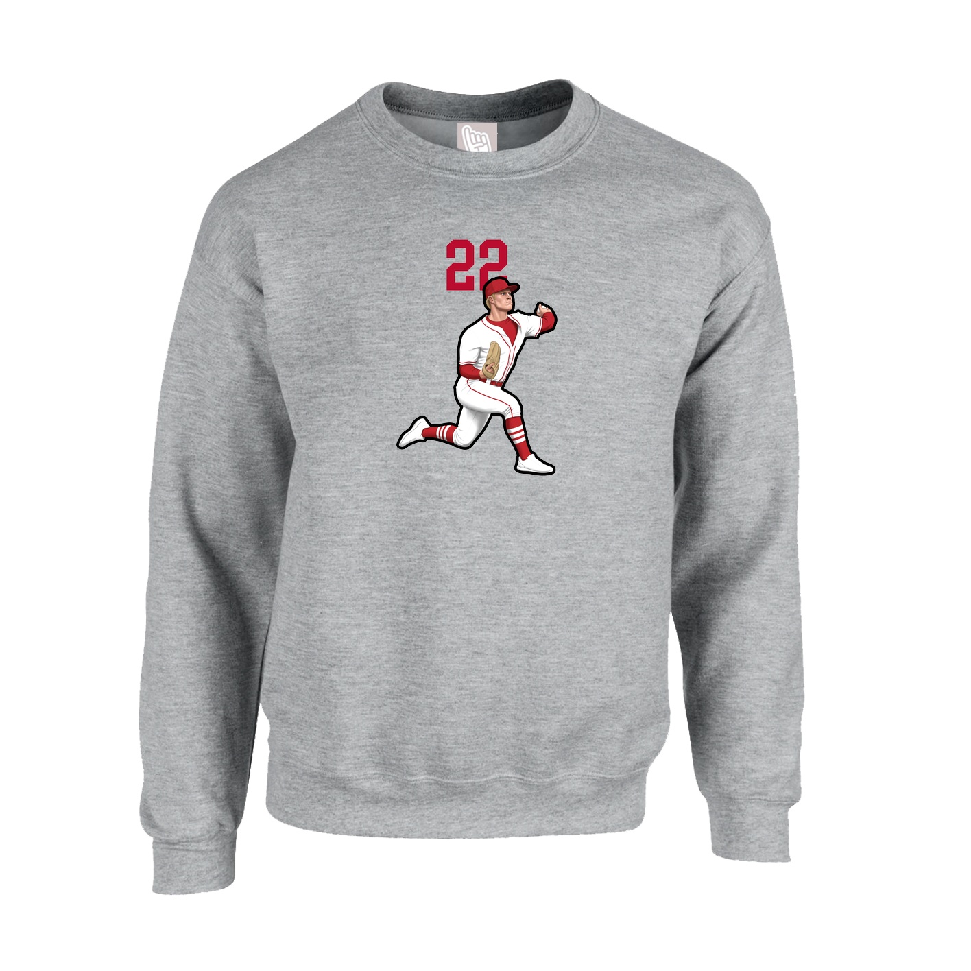 Fleece Crew — Number Top in Grey