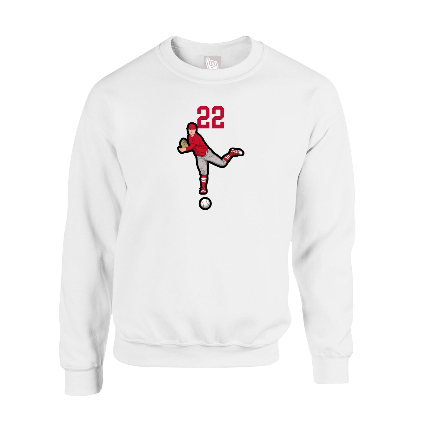 Fleece Crew — Number Top in White