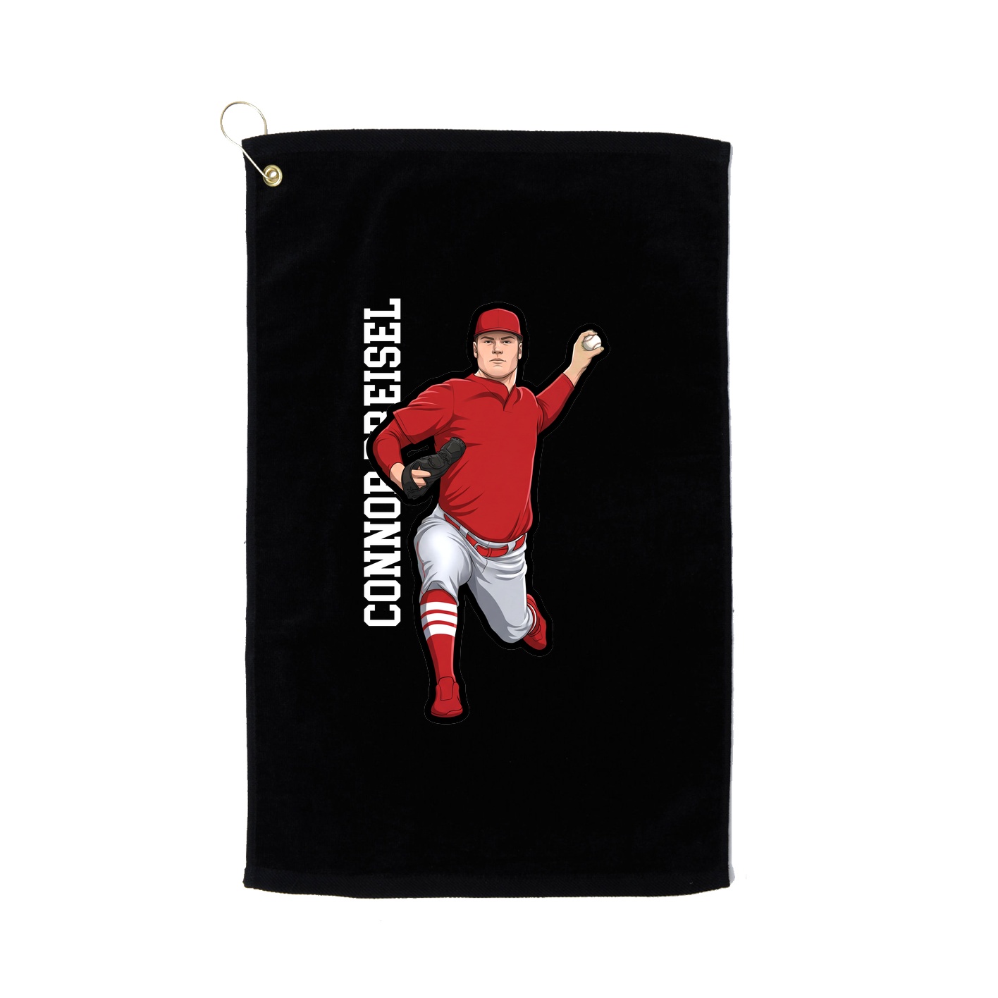 Golf Towel — Name Vertical in Black