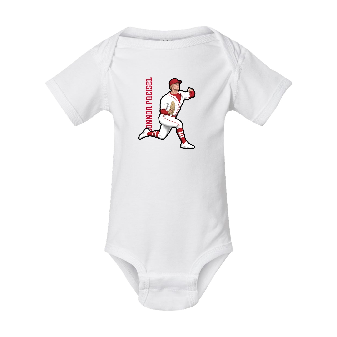 Baby Onesie — Name Vertical in White