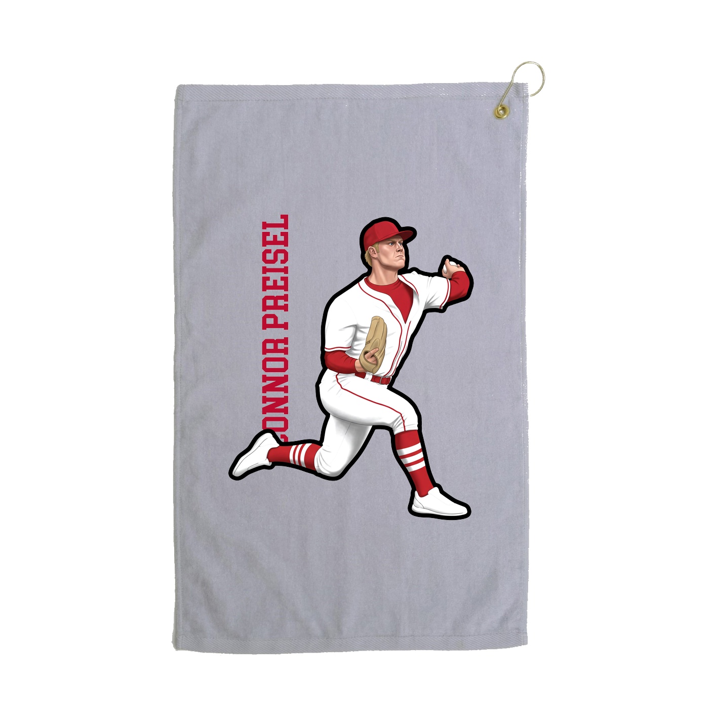 Golf Towel — Name Vertical in Grey