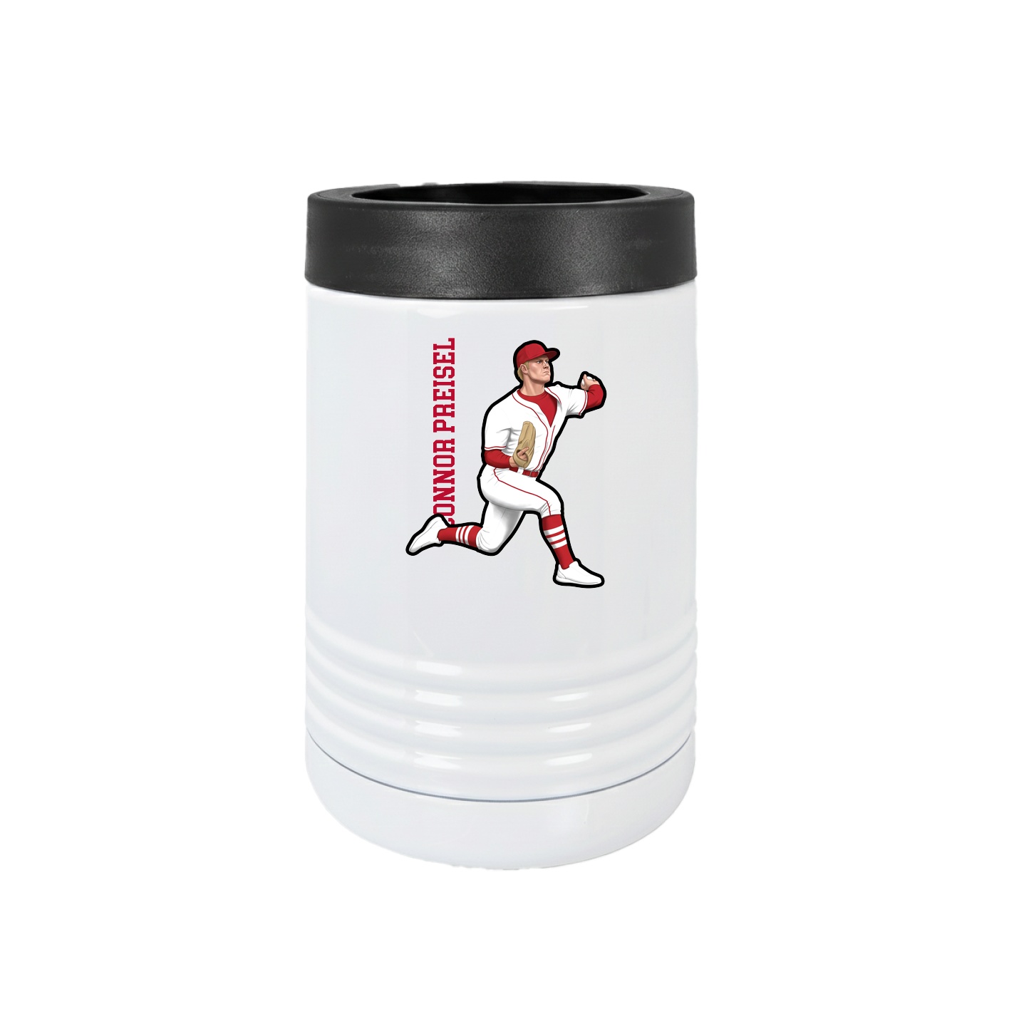 Beverage Holder — Name Vertical in White
