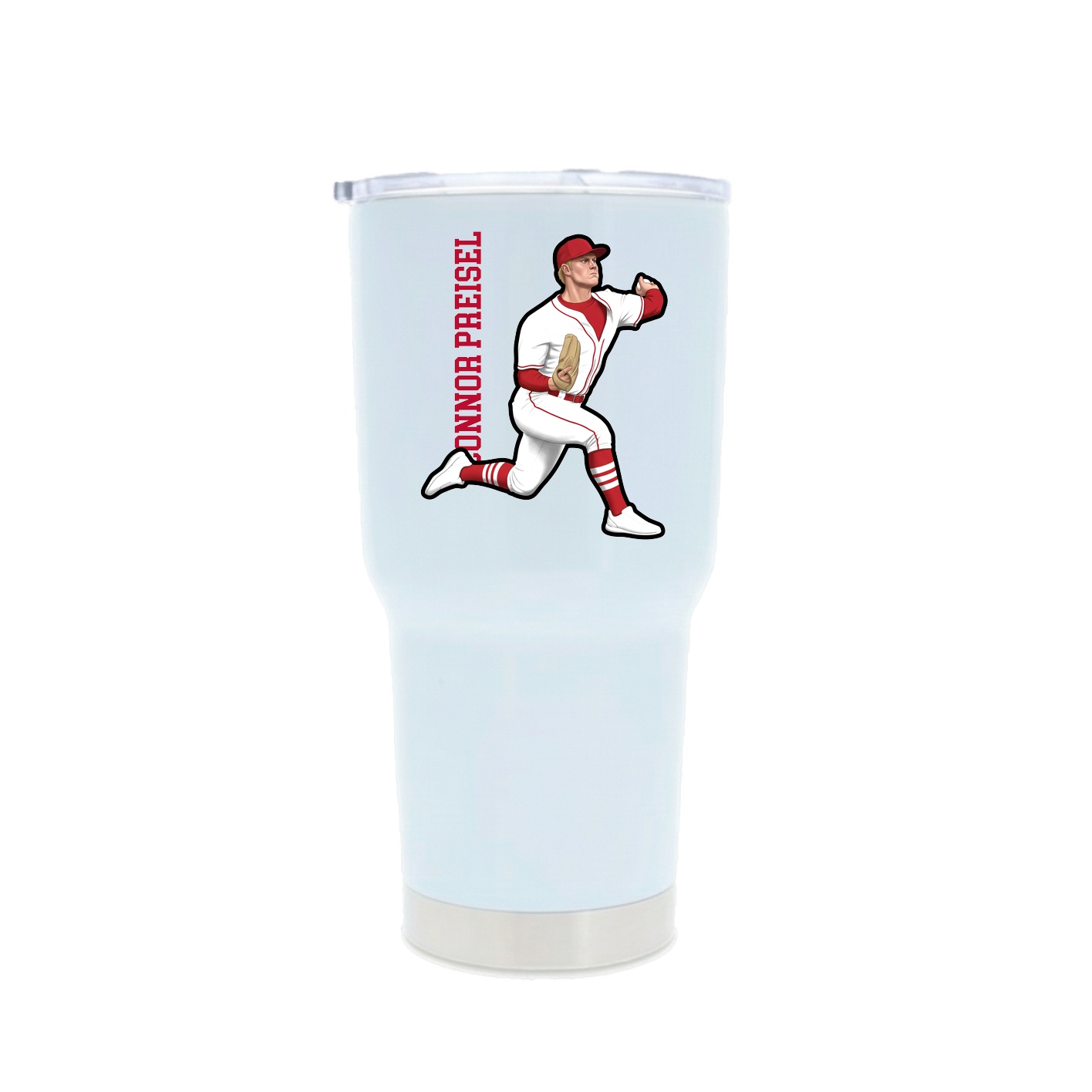30oz Stainless Steel Tumbler — Name Vertical in White