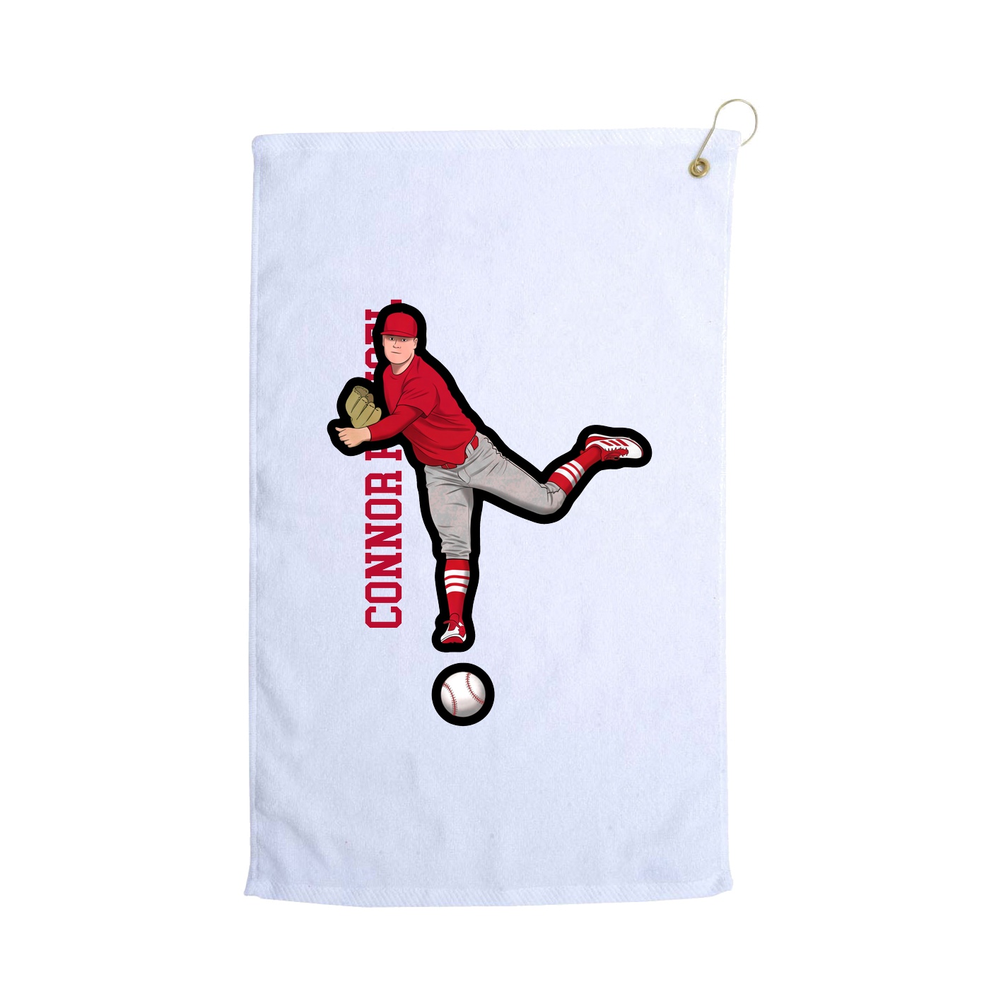 Golf Towel — Name Vertical in White