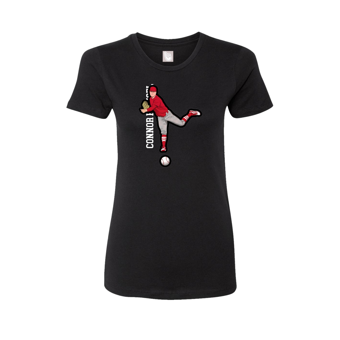 Fitted Women's Tee — Name Vertical in Black