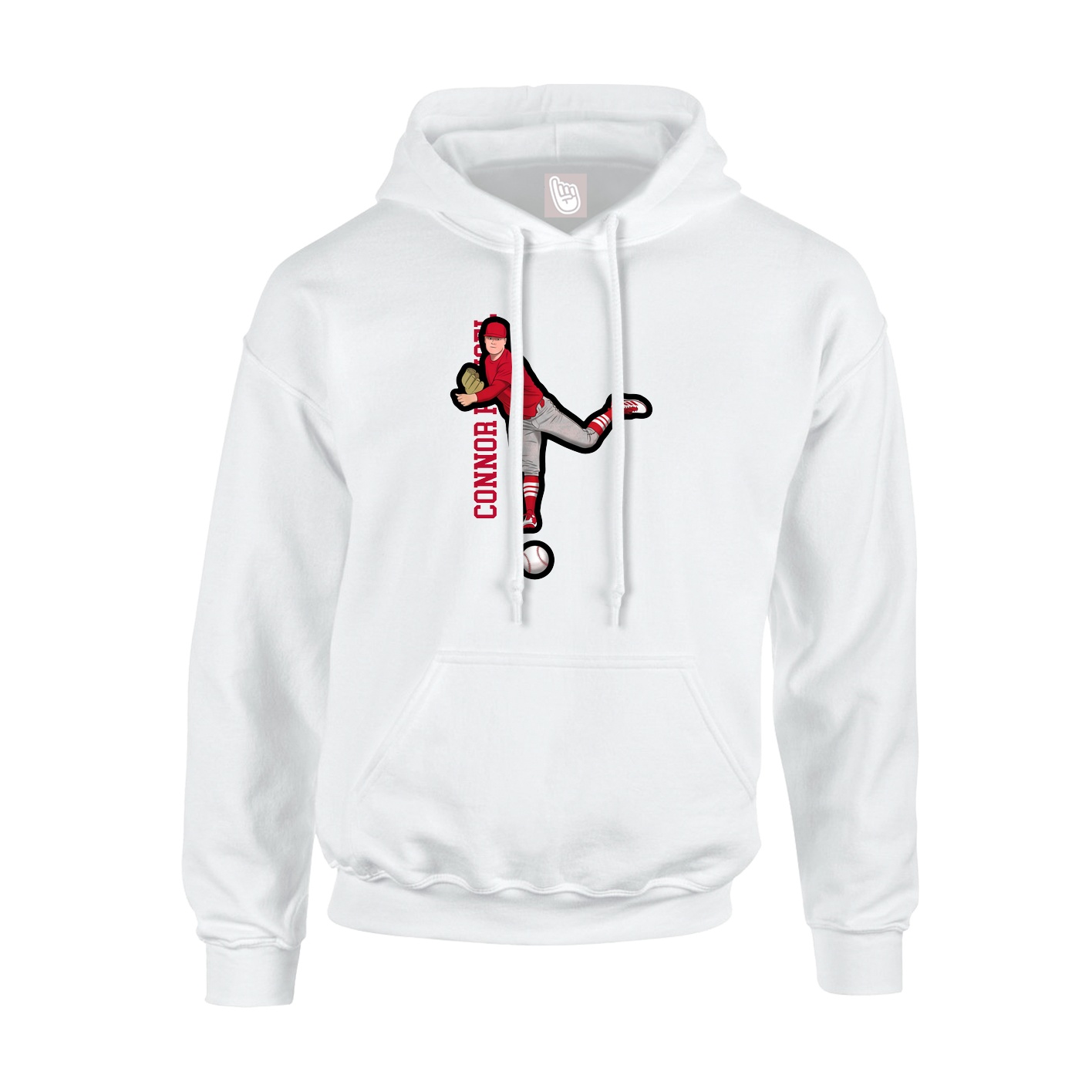 Youth Hoodie — Name Vertical in White