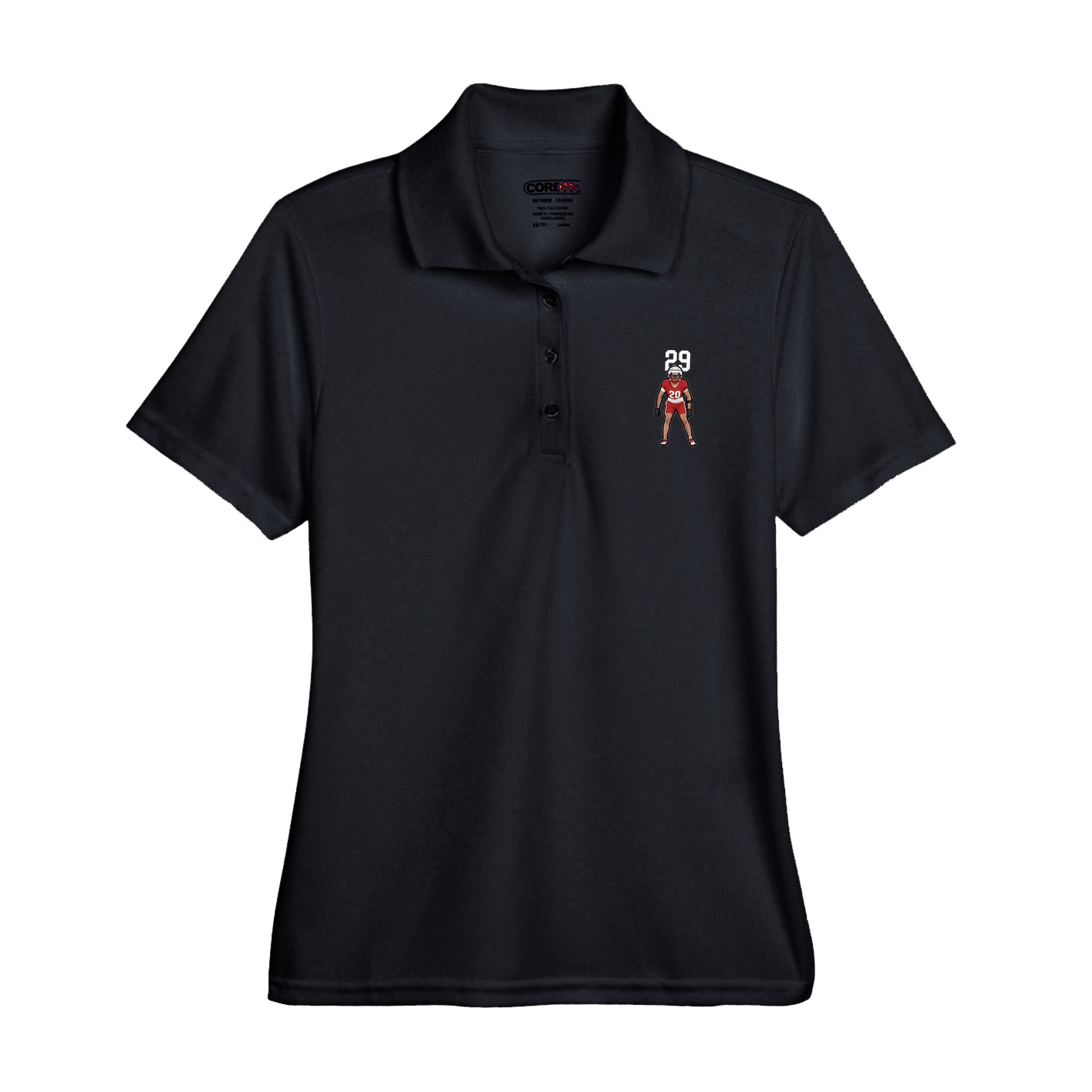 Womens Performance Polo — Number Top in Black