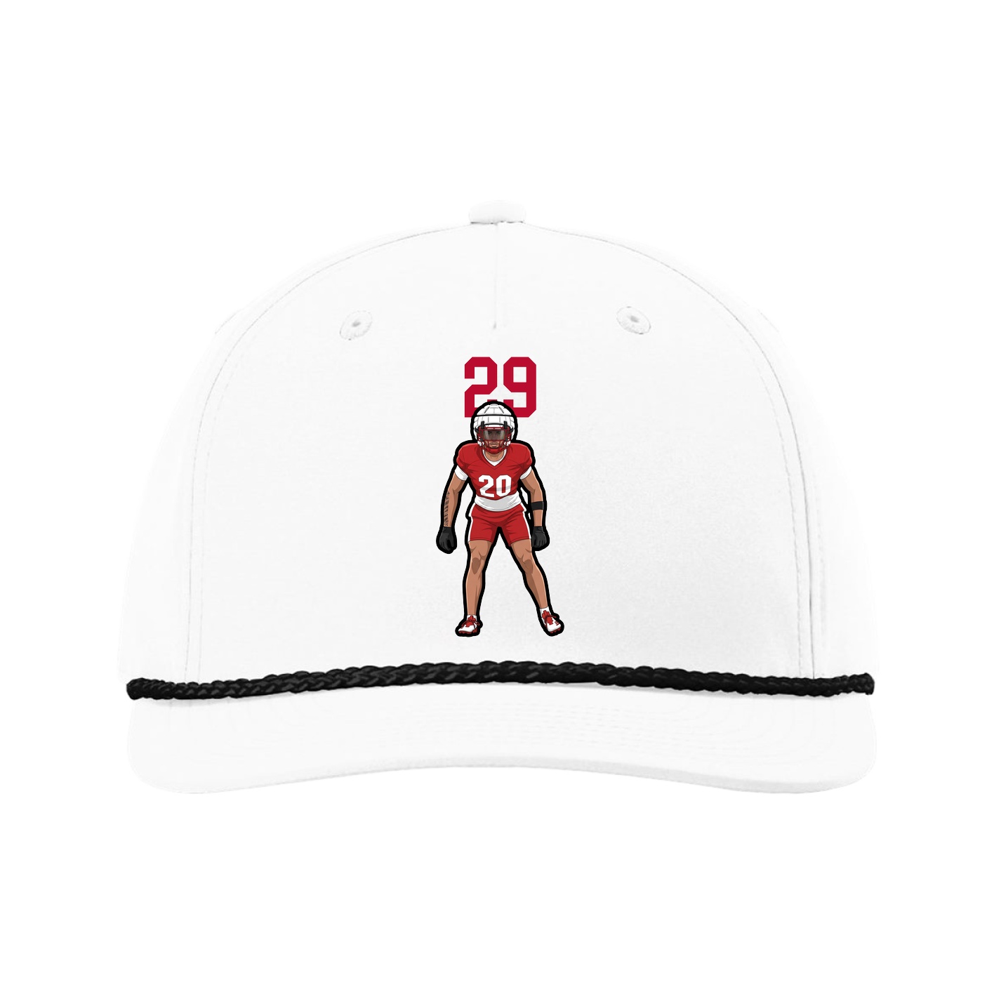Five-Panel Classic Rope Cap — Number Top in White