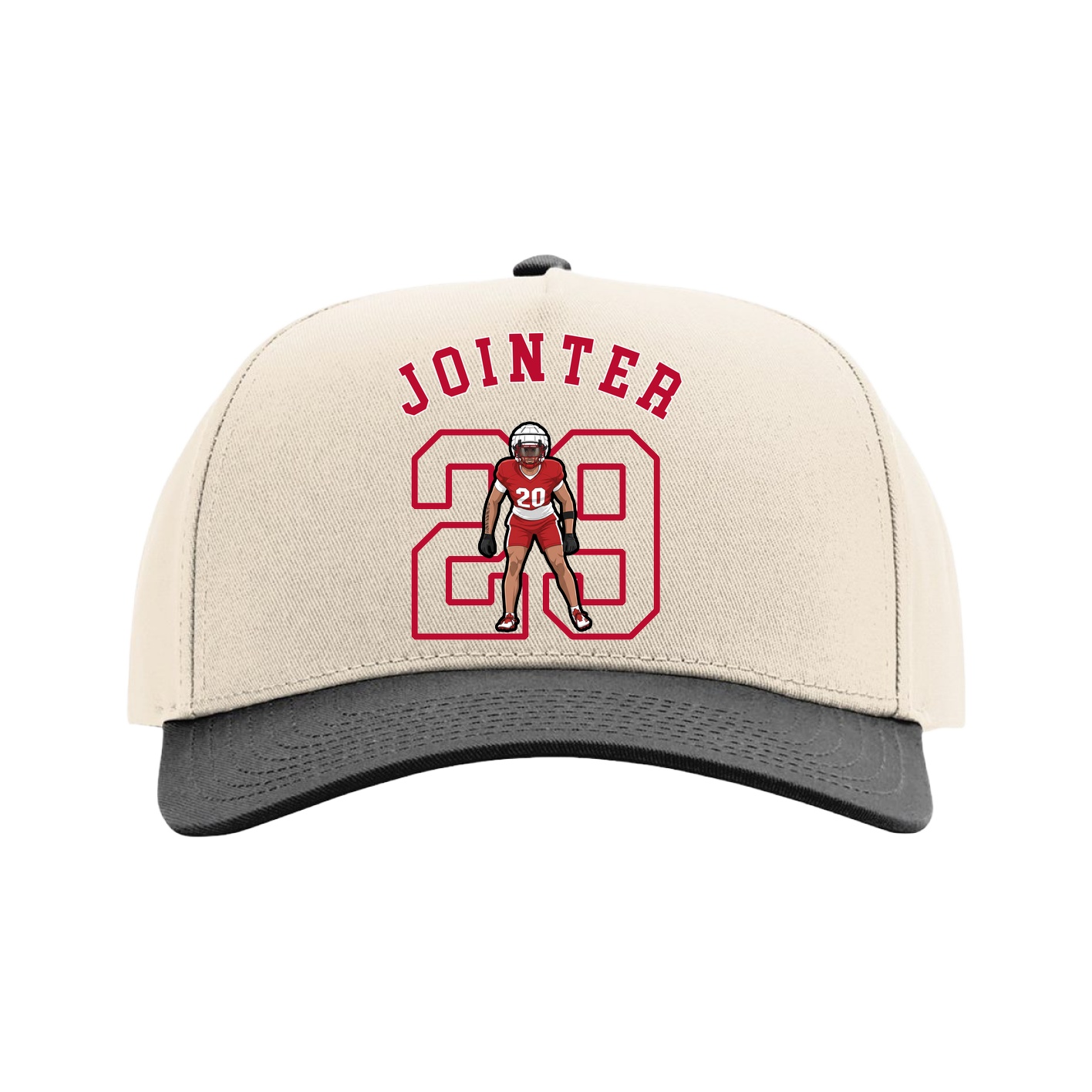 Full Fabric Five-Panel Champ Cap — Shirsey Arch in Cream/Black