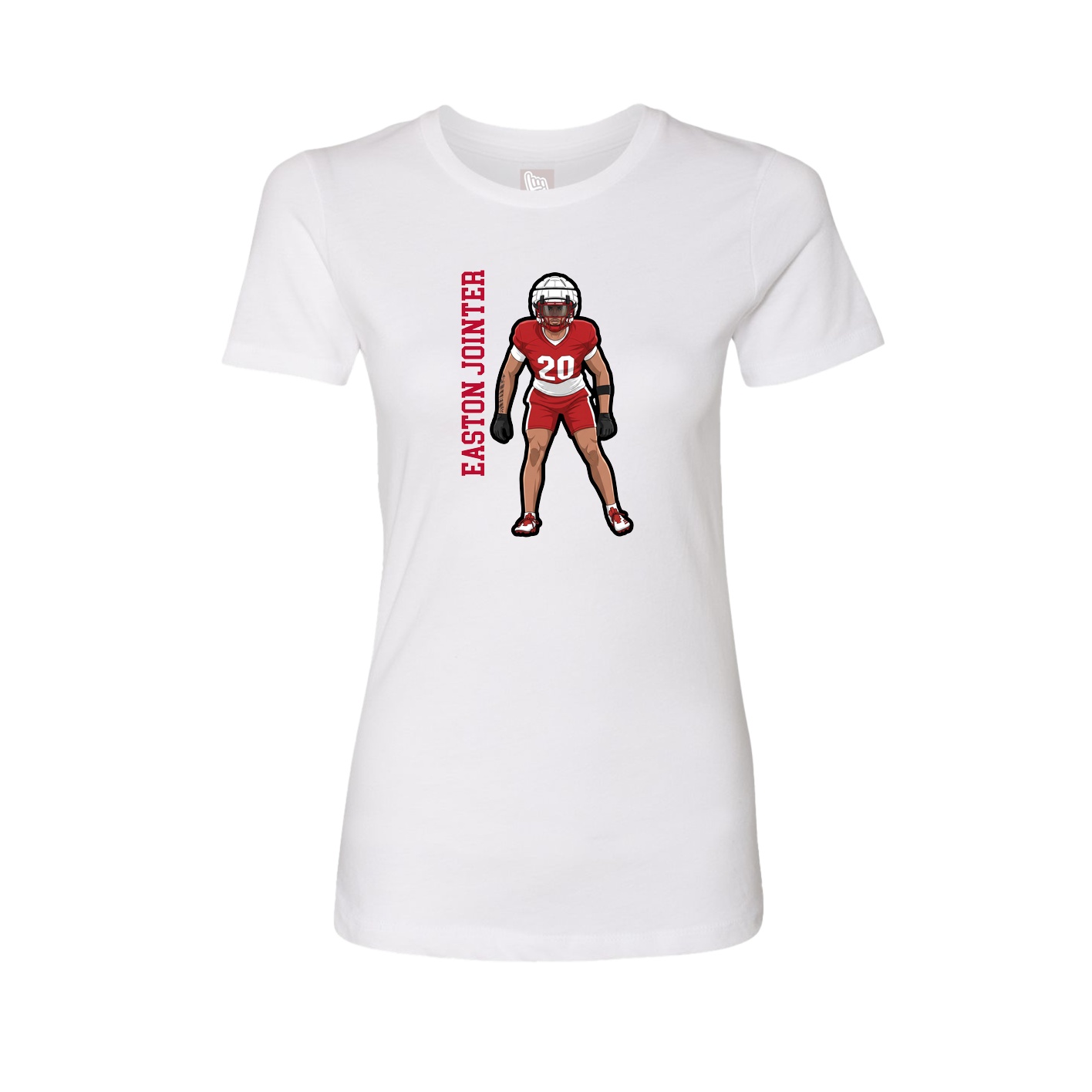 Womens Tee — Name Vertical in White