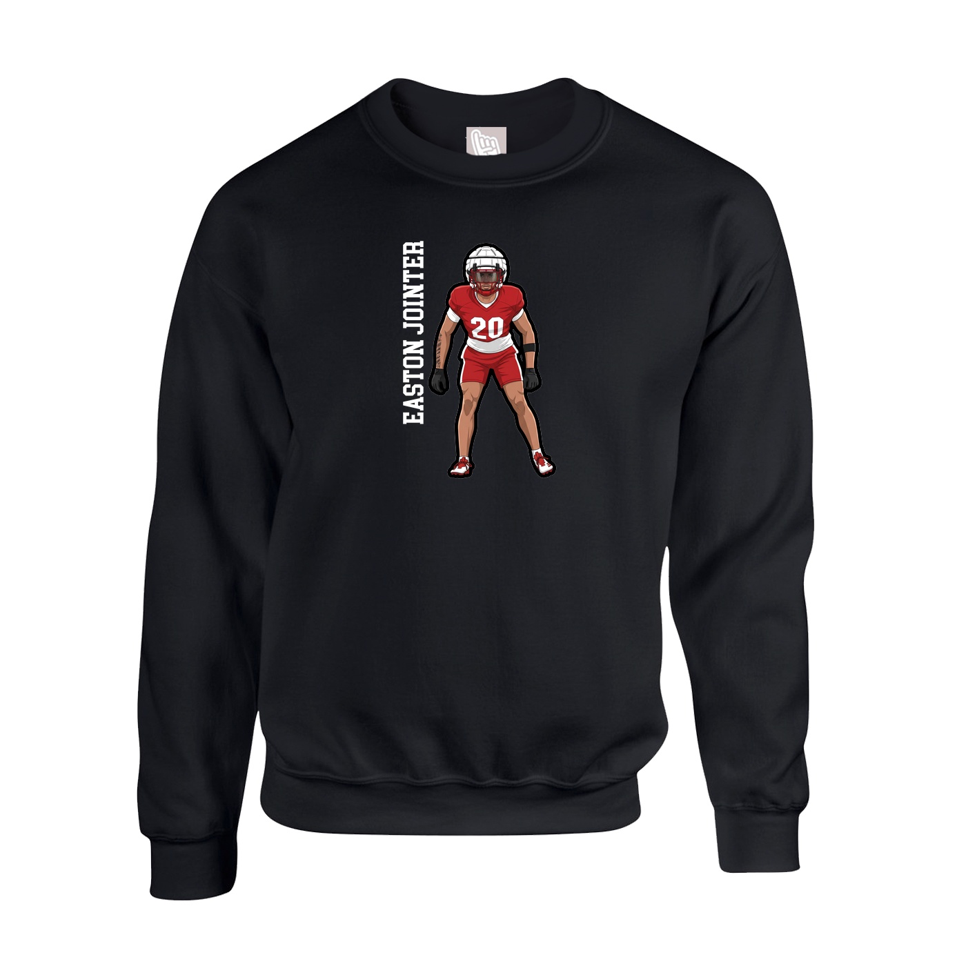 Fleece Crew — Name Vertical in Black
