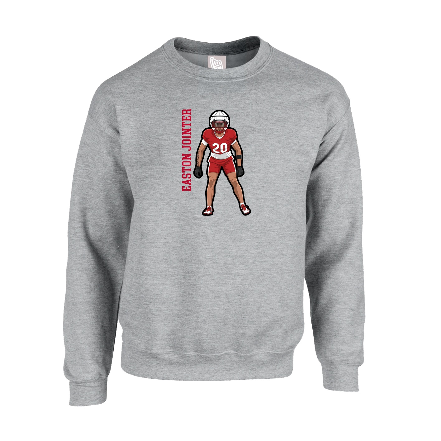 Fleece Crew — Name Vertical in Grey