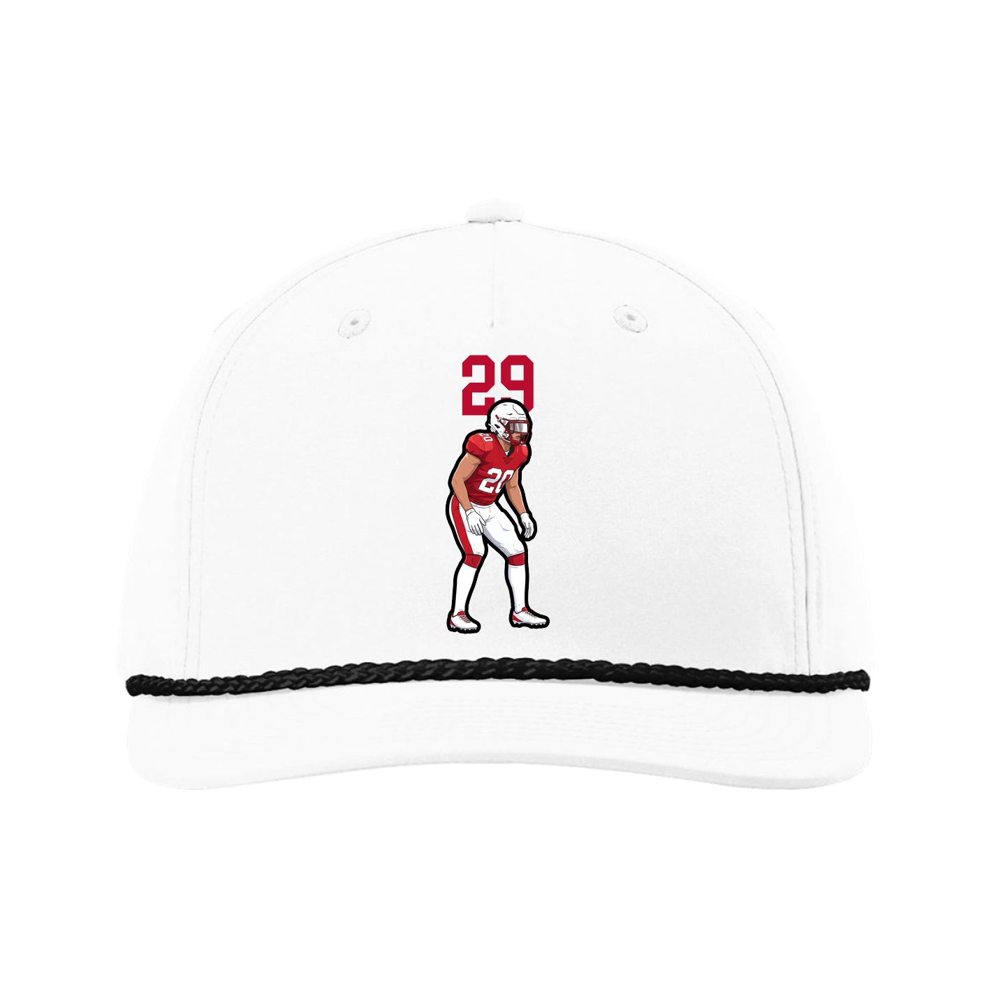 Five-Panel Classic Rope Cap — Number Top in White