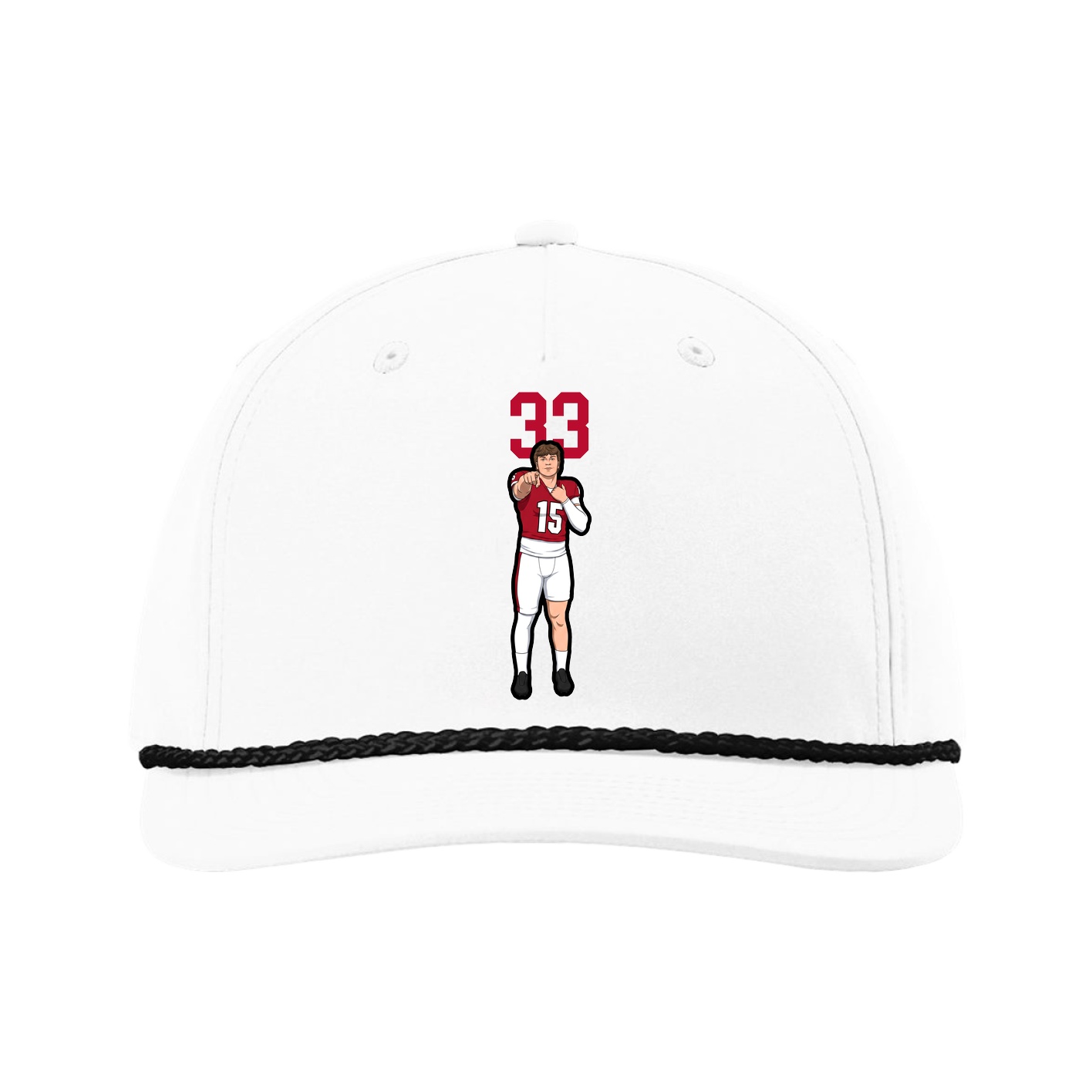 Five-Panel Classic Rope Cap — Number Top in White