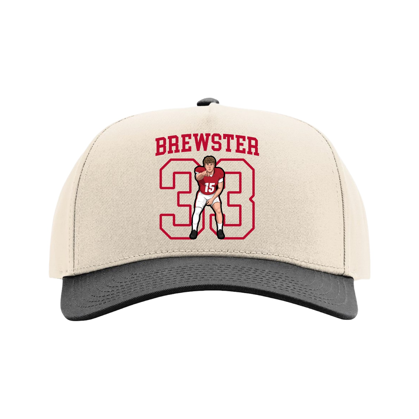 Full Fabric Five-Panel Champ Cap — Shirsey in Cream/Black