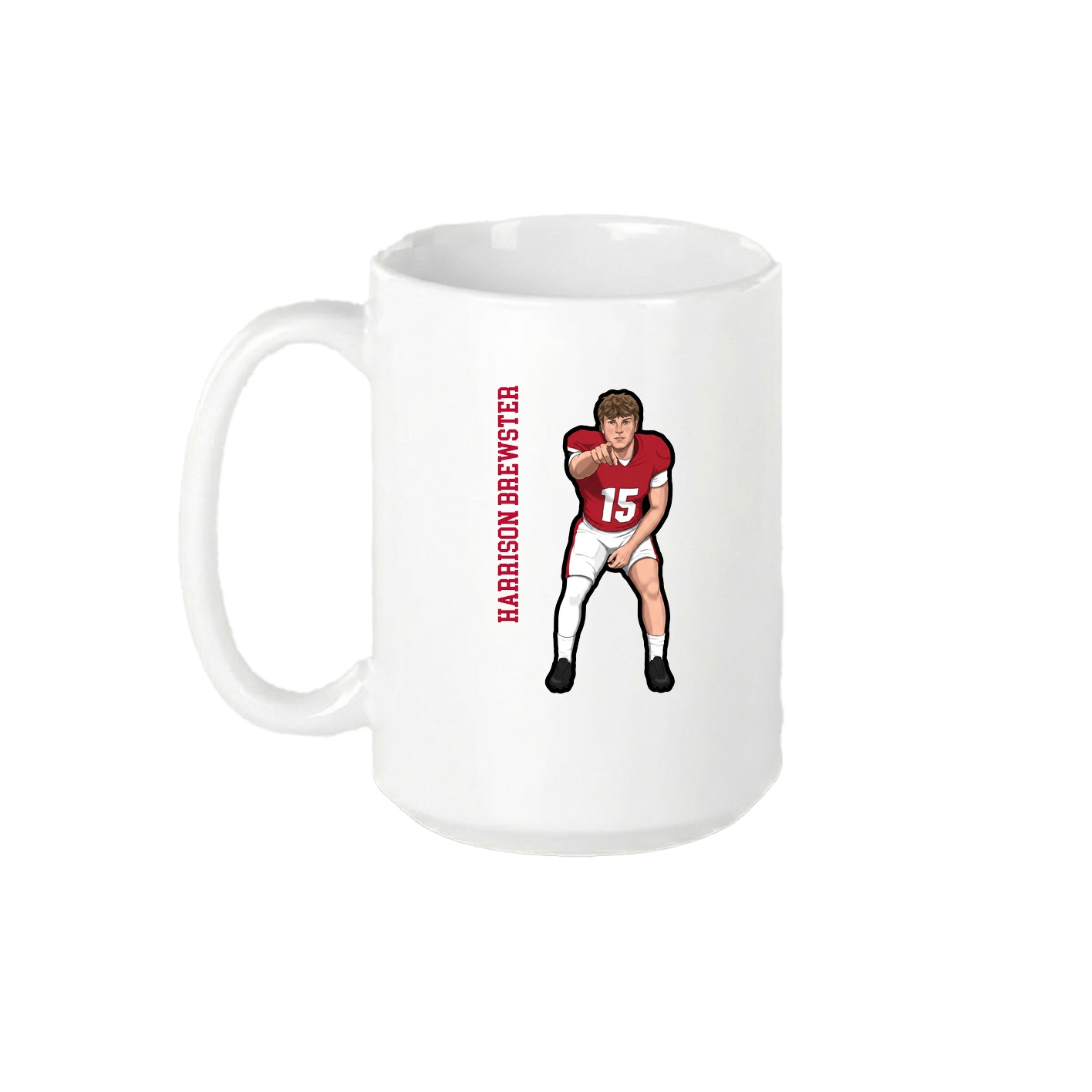 15oz Coffee Mug — Name Vertical in White