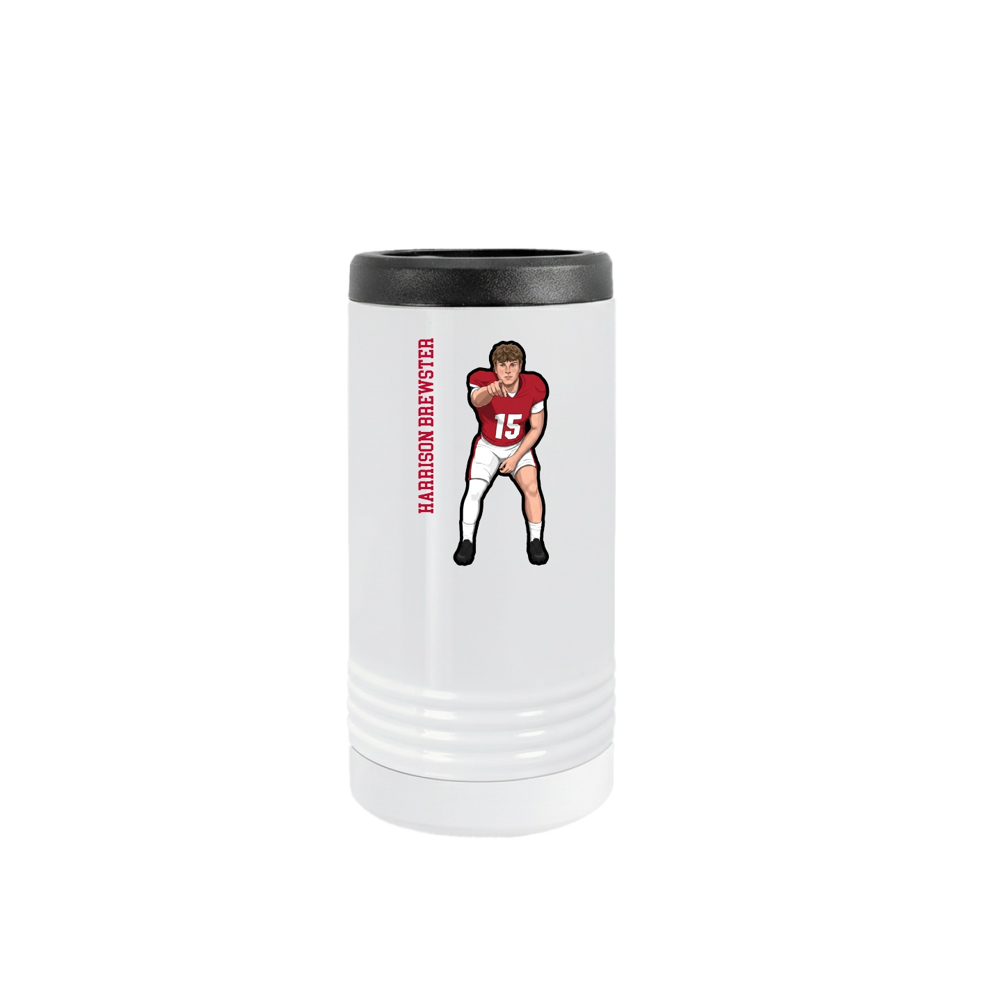 Slim Beverage Holder — Name Vertical in White