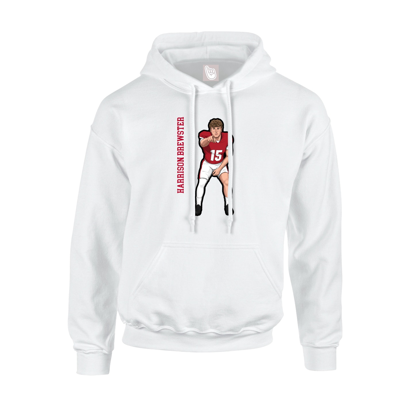 Youth Hoodie — Name Vertical in White