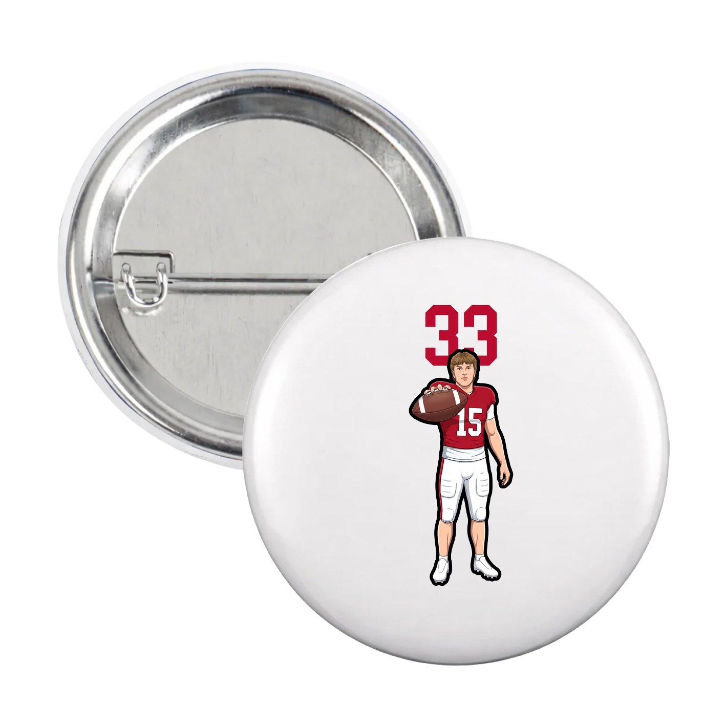 Game Day Button — Number Top in White