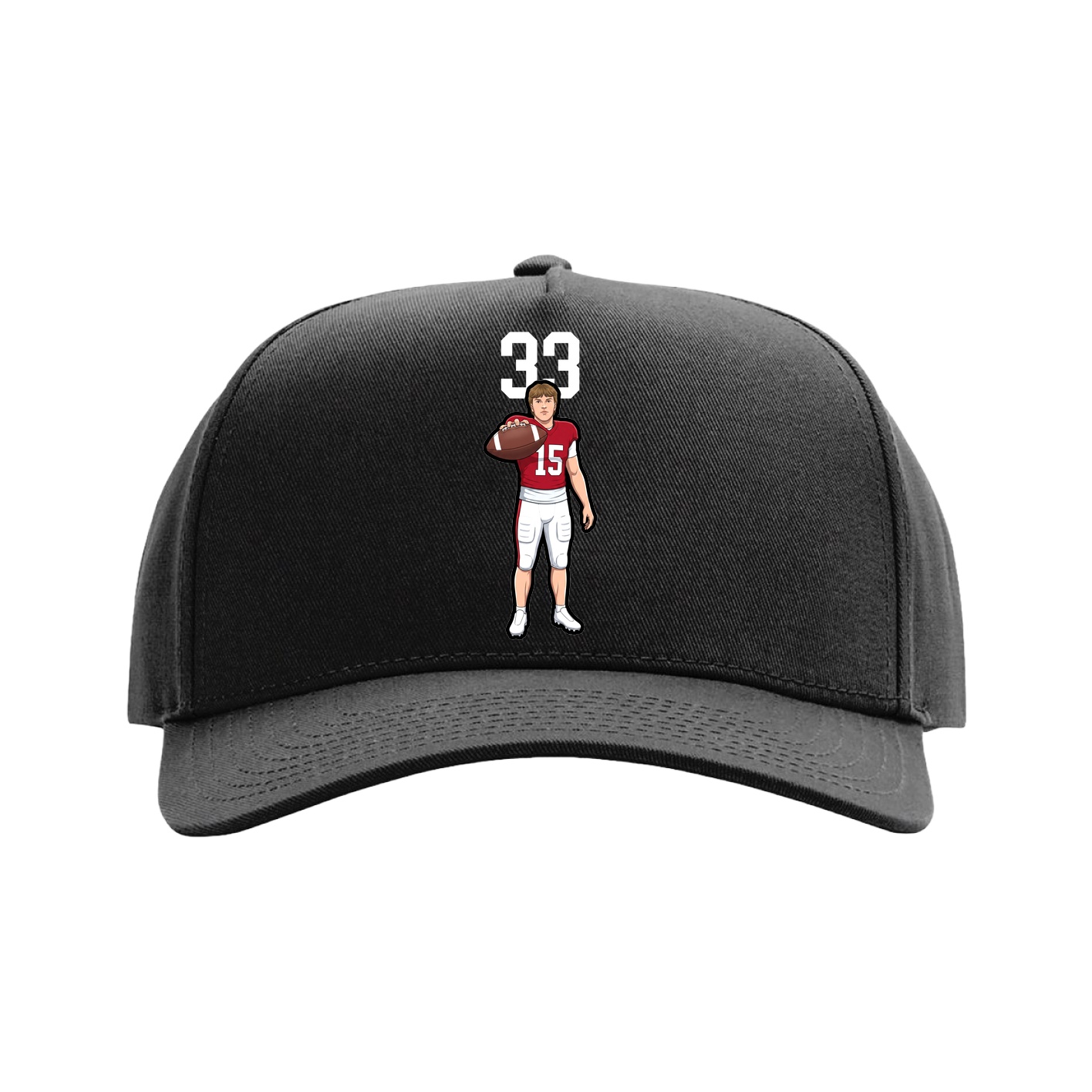 Full Fabric Five-Panel Champ Cap — Number Top in Black